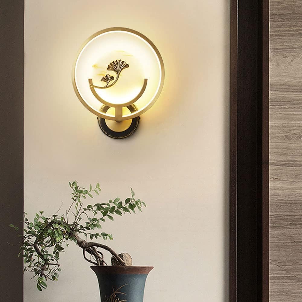 Wall Light Indoor Brushed Brass Circular Sconce Modern Marble LED Lamps Living Room Study Lighting Bedroom Hallway Lights,Household