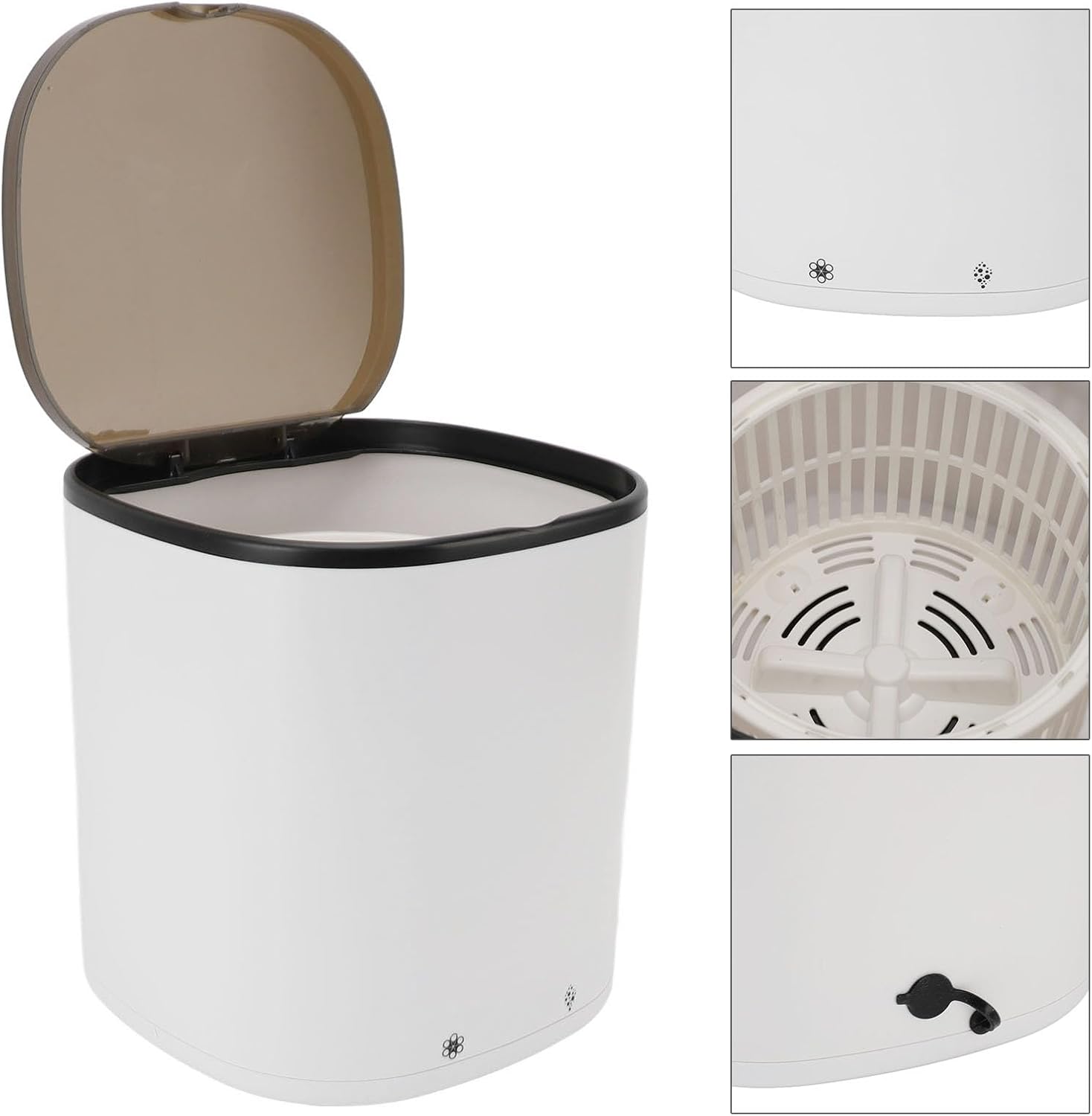 Portable Washing Machine Large Impeller Powerful Motor Upgraded Washing Performance Small Laundry Washer Blue Light Design Mini Washer with Abs Material for Apartment Home (White)