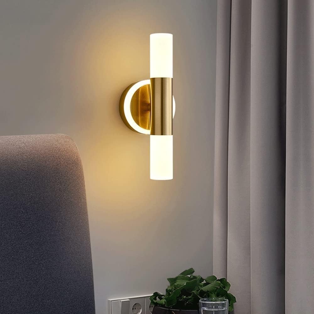 Acrylic Long Cylinder LED Wall Sconce Gold Brass Finsih Light Fixture, Indoor Art Decor Mounted Lamp,Household