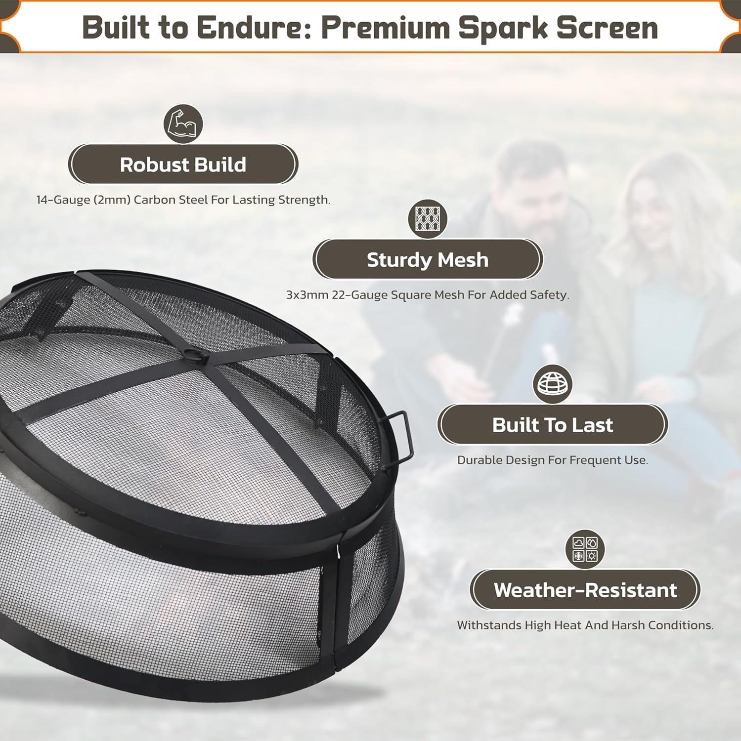 Fire Pit Screen 36 inch Round - Fire Pit Spark Screen Fireplace Screen with Hook for Easy-Lift fire Pit Spark Screens 36