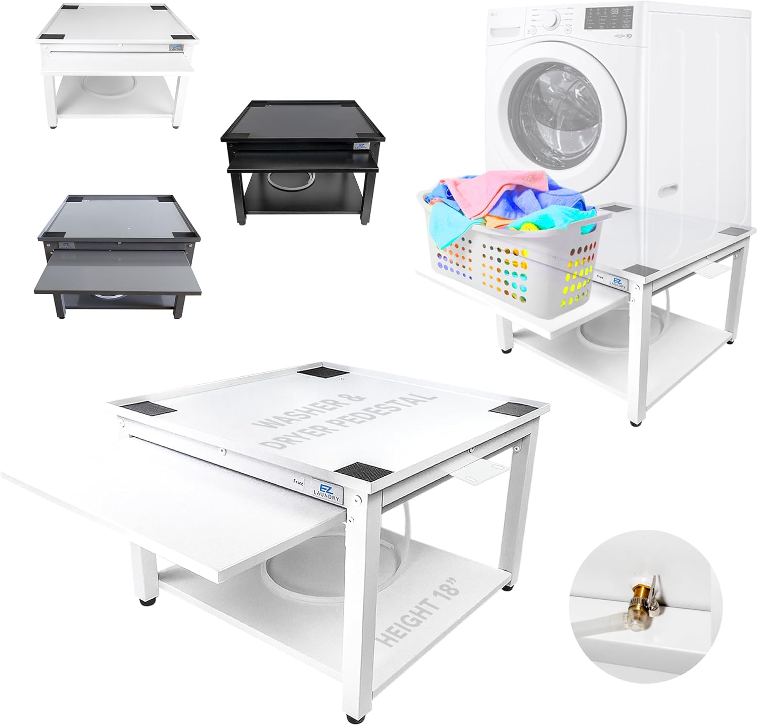 Washer and Dryer Pedestal with Pullout-Shelf - 27