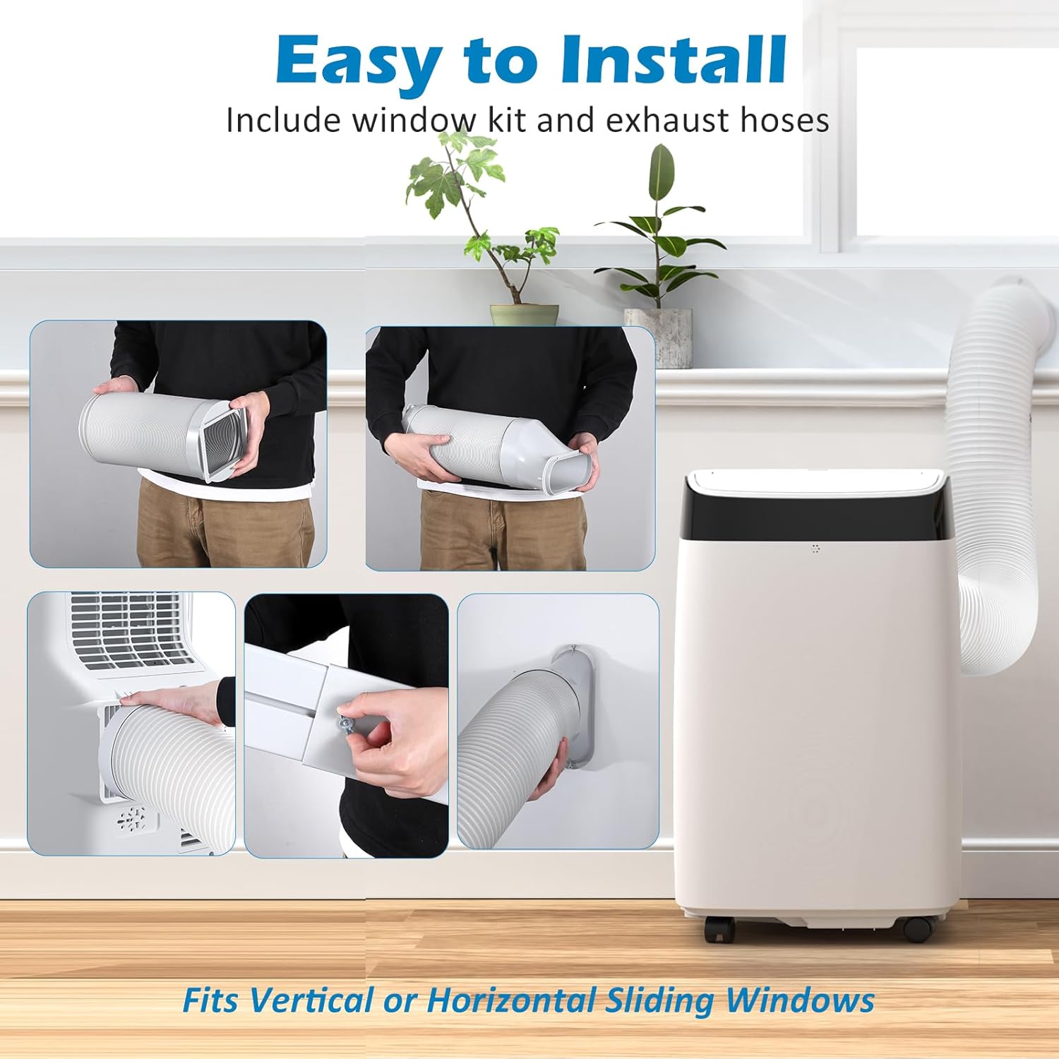 10000 BTU Portable Air Conditioners Cool Up to 450 Sq.Ft, 3 IN 1 Portable AC Unit with Dehumidifier & Fan Mode/Remote Control/LED Display/ 24Hrs Timer/Window Installation Kit for Room Indoors