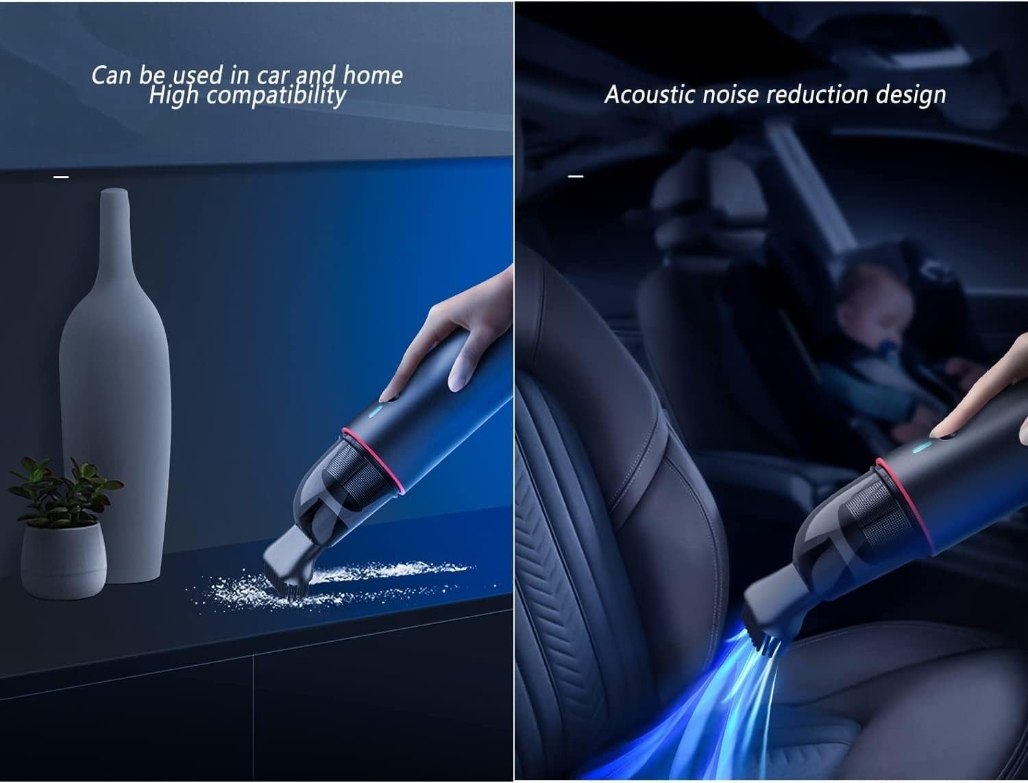 Car Vacuum Cleaner, Powerful Cordless Car Vacuum, Handheld Vacuum for Dust, Sand, Crumbs, Ultra-Light Portable Vacuum for Home, Car, Small Dust Buster(A)