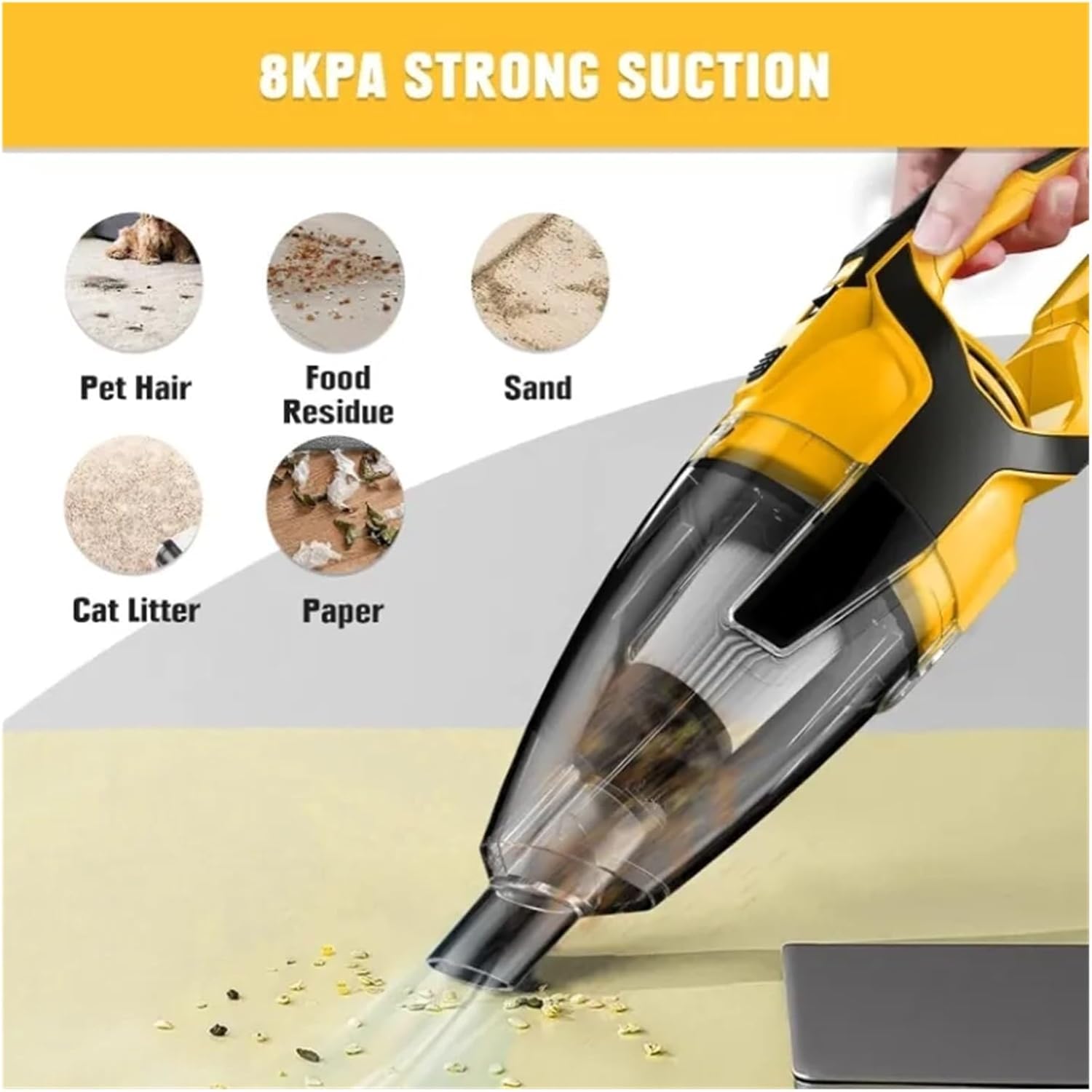 120W Cordless Vacuum Cleaner Tool Only, Compatible with Dewalt 18V 20V Battery for Hard Floor Carpet Car Pet Hair Cleaning