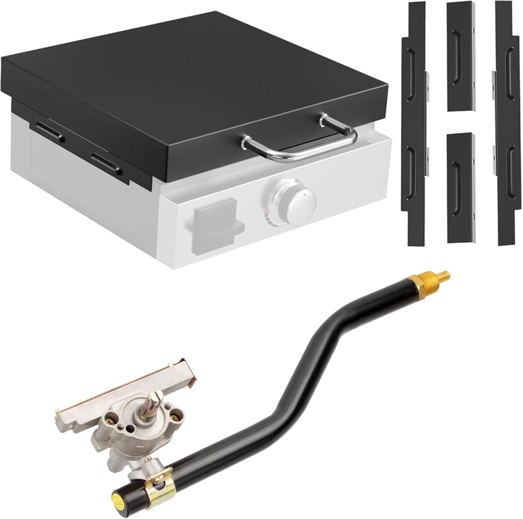 5010 Hard Cover Top Lid and Burner Valve with Gas Pipe for Blackstone 17 Inch Tabletop Griddle, Replacement for Blackstone17-inch Grills Accessory