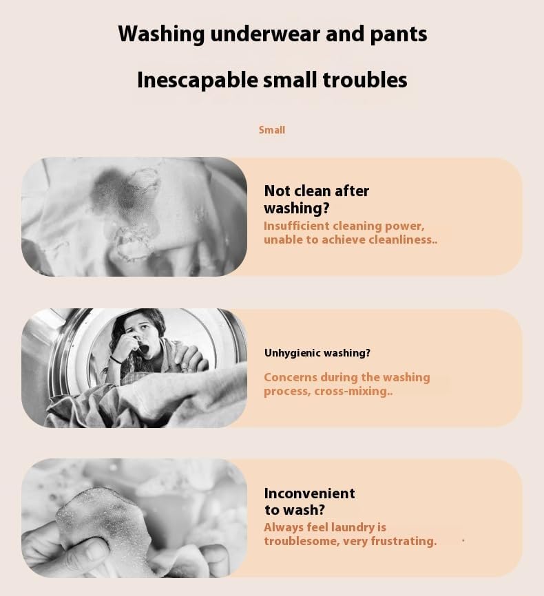 Portable Underwear Washer - Cordless & Rechargeable Mini Laundry System，Complete Compact Washer/Spinner for Delicates: Bras, Underwear, Socks & Baby Clothes (Pink)