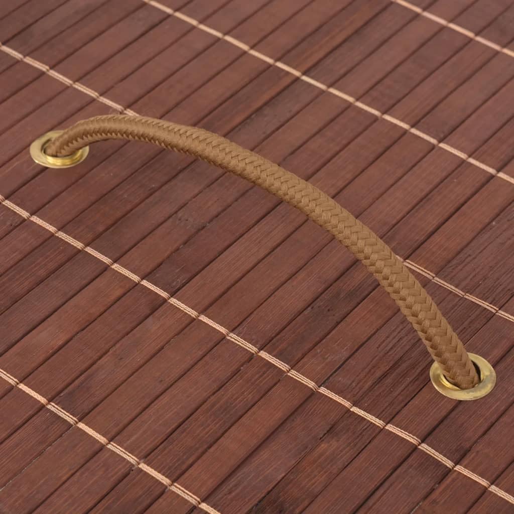 Bamboo Laundry Bin Rectangular Brown with Removable Polyester Liner, Foldable Storage Basket for Home Organization, Durable Woven Fabric Hamper