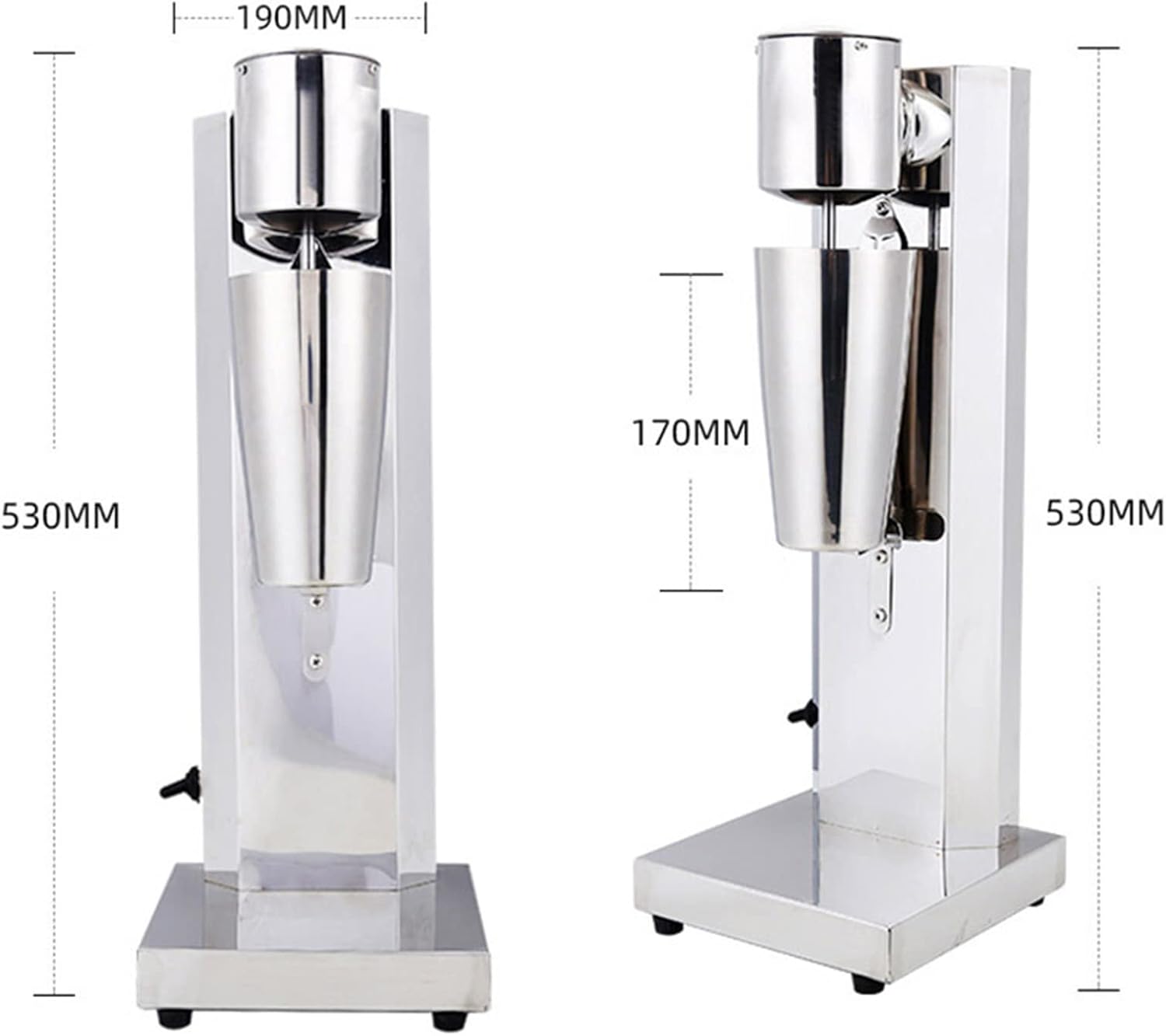 Commercial Electric Stainless Steel Milk Shake Machine,Single Heads Smoothie Malt Blender,Rotating Speed 18000 RPM,w/800ml Stainless Steel Cup