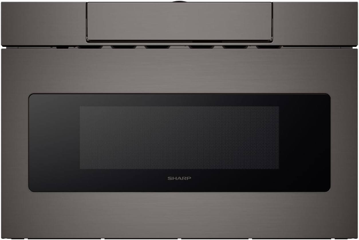 SHARP SMD2470AH Microwave Drawer Oven, 24-inch, 1.2 Cubic Feet, 950 Watt, Concealed Control Panel with Digital LCD Display, Black Stainless Steel