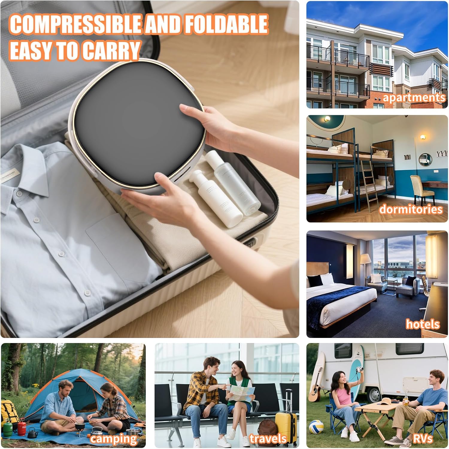 Portable Washing Machine Mini Foldable 16L Washer Laundry with Spin Basket Portable Washer Machine for Apartment RV Travel Camping 3 Cleaning Modes Suitable for Small Clothes and Underwear (WHITE)