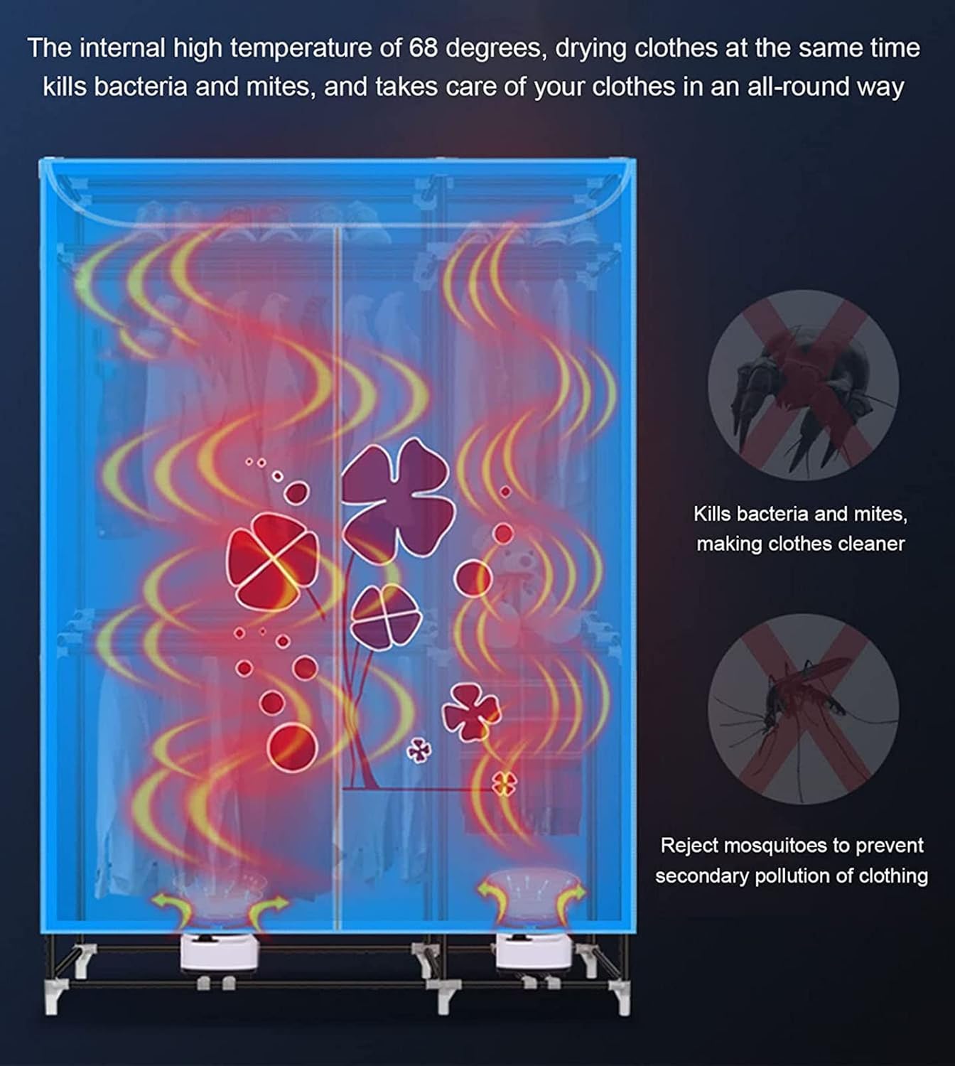 Electric Clothes Dryer, Portable Electric Clothing Rack Dryer, 3-Tier PTC Hot Air Cloth Drying Machine with Timer, Heated Clothes Airer, Folding Wardrobe Hanger Rack for Home Indoo