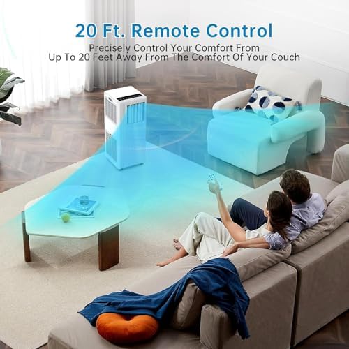 Portable Air Conditioner 8,000 BTUs - 3-in-1 AC Unit with Cooling, Fan, and Dehumidifier Modes, Quiet Operation, Remote Control, Window Installation Kit, Ideal for Small Rooms up to 350 Sq. Ft, White