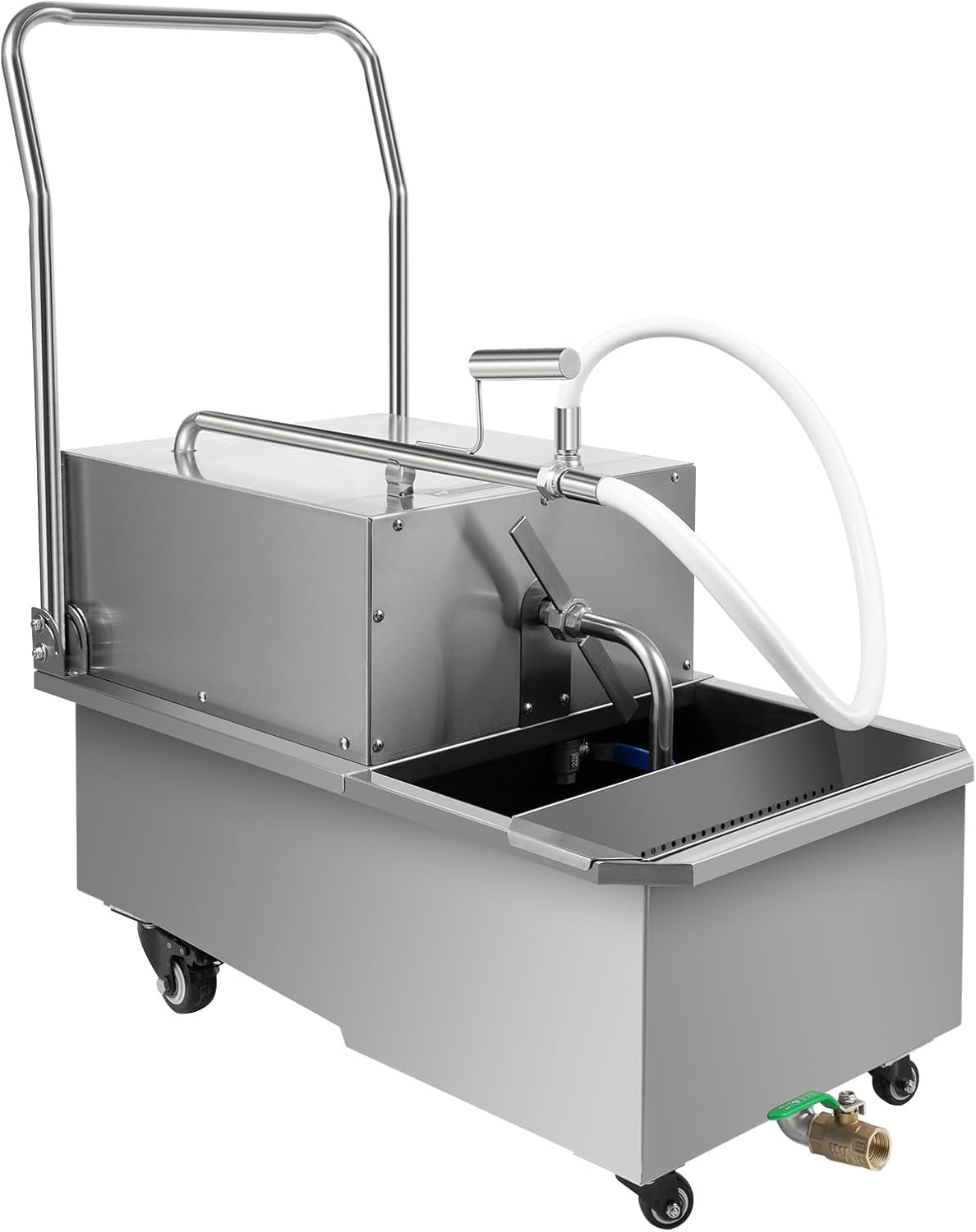 DYRABREST 55 L /14.5 Gal Fryer Filter, Commercial Mobile Fryer Filter Machine/Oil Filter Truck, 110V 550W Fryer Filter Frying Oil Filtering System Gravity Sedimentation for Supermarket and Restaurant