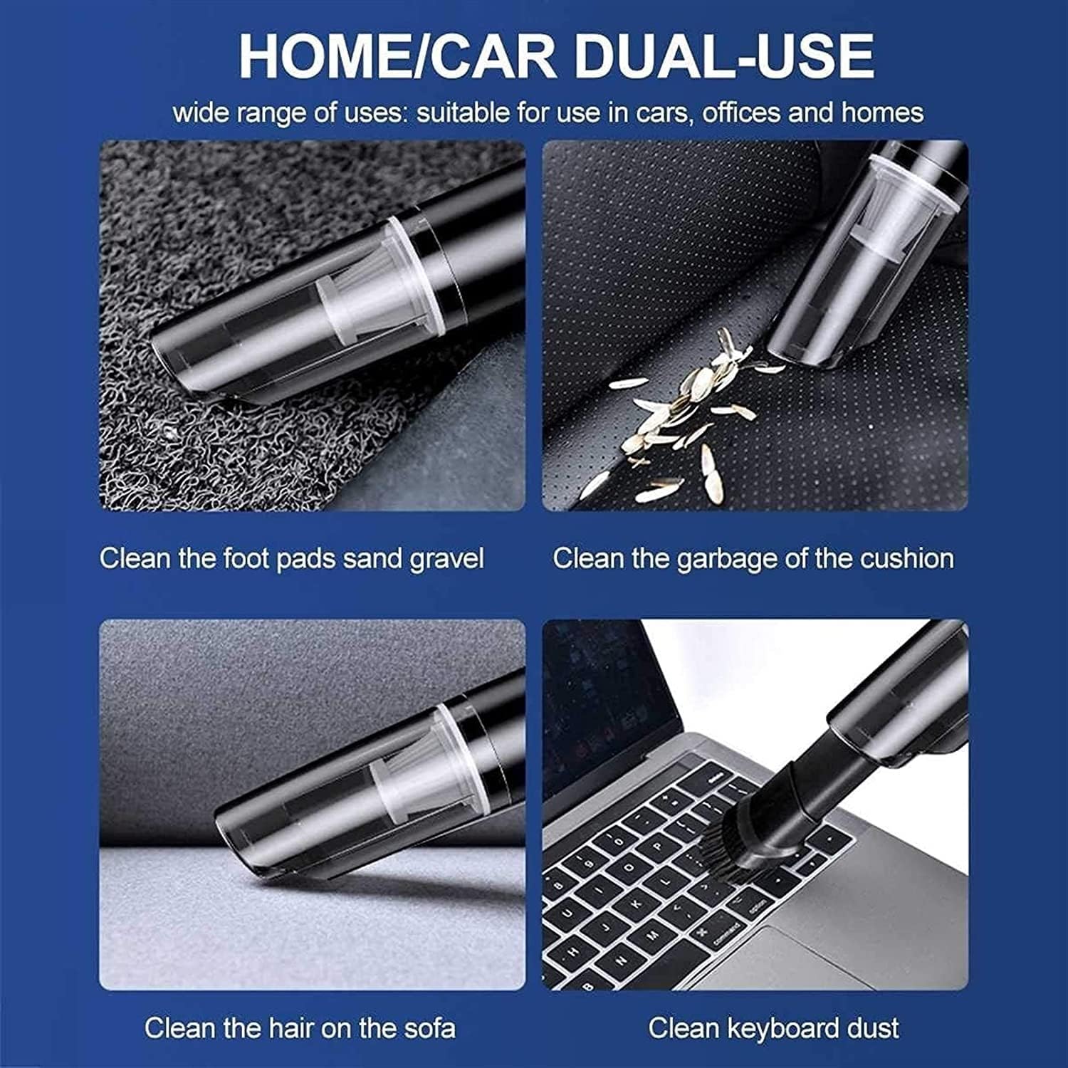 Portable Cordless, Handheld Vacuum Home/Office/Car Cleaning, Ultra Lightweight Strong Suction 5Kpa, Portable Vacuum Cleaner for Car