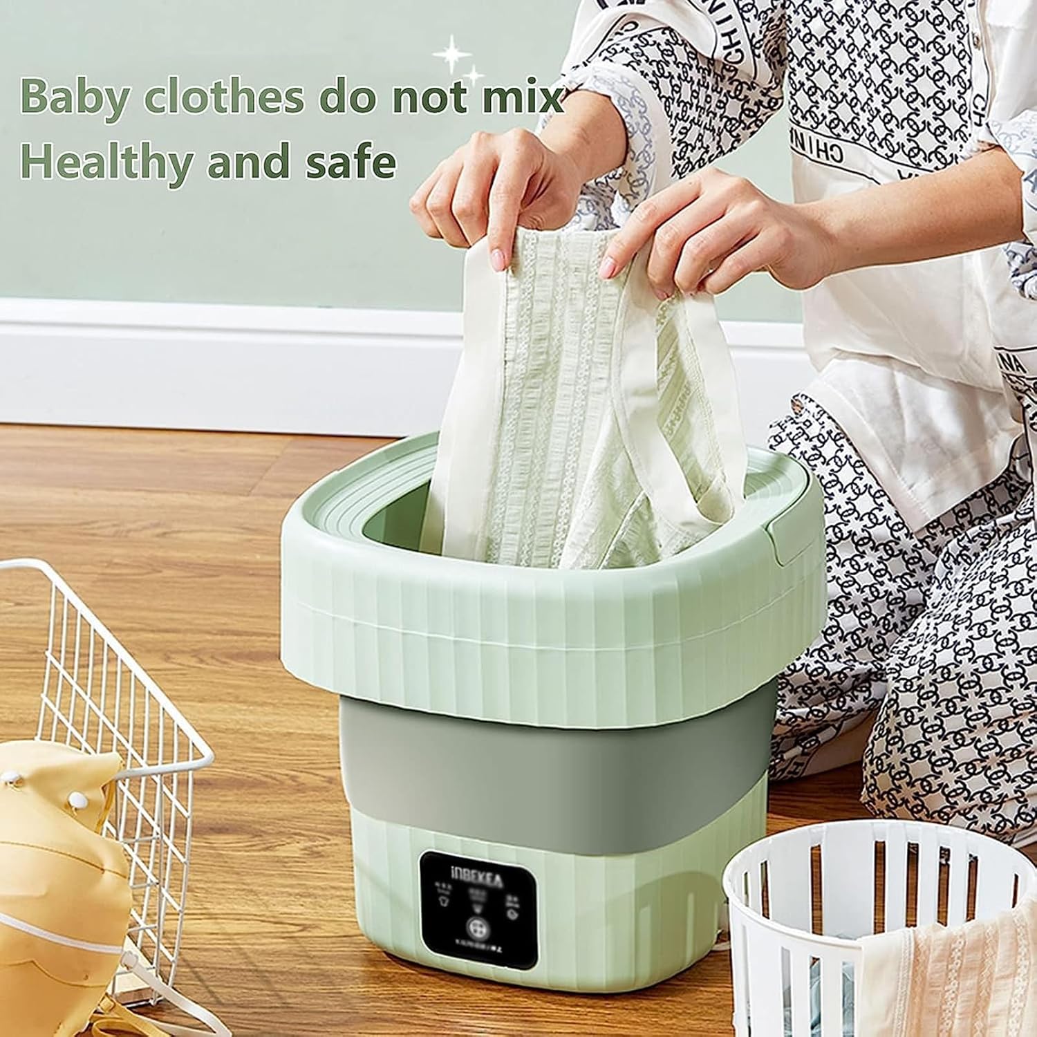 Portable Washing Machine,Folding Mini Washing Machine Sterilization Drying Washing Machine for Baby Clothes, Underwear or Small Items, Apartment, Dorm, Camping, RV Travel Laundry,Orange