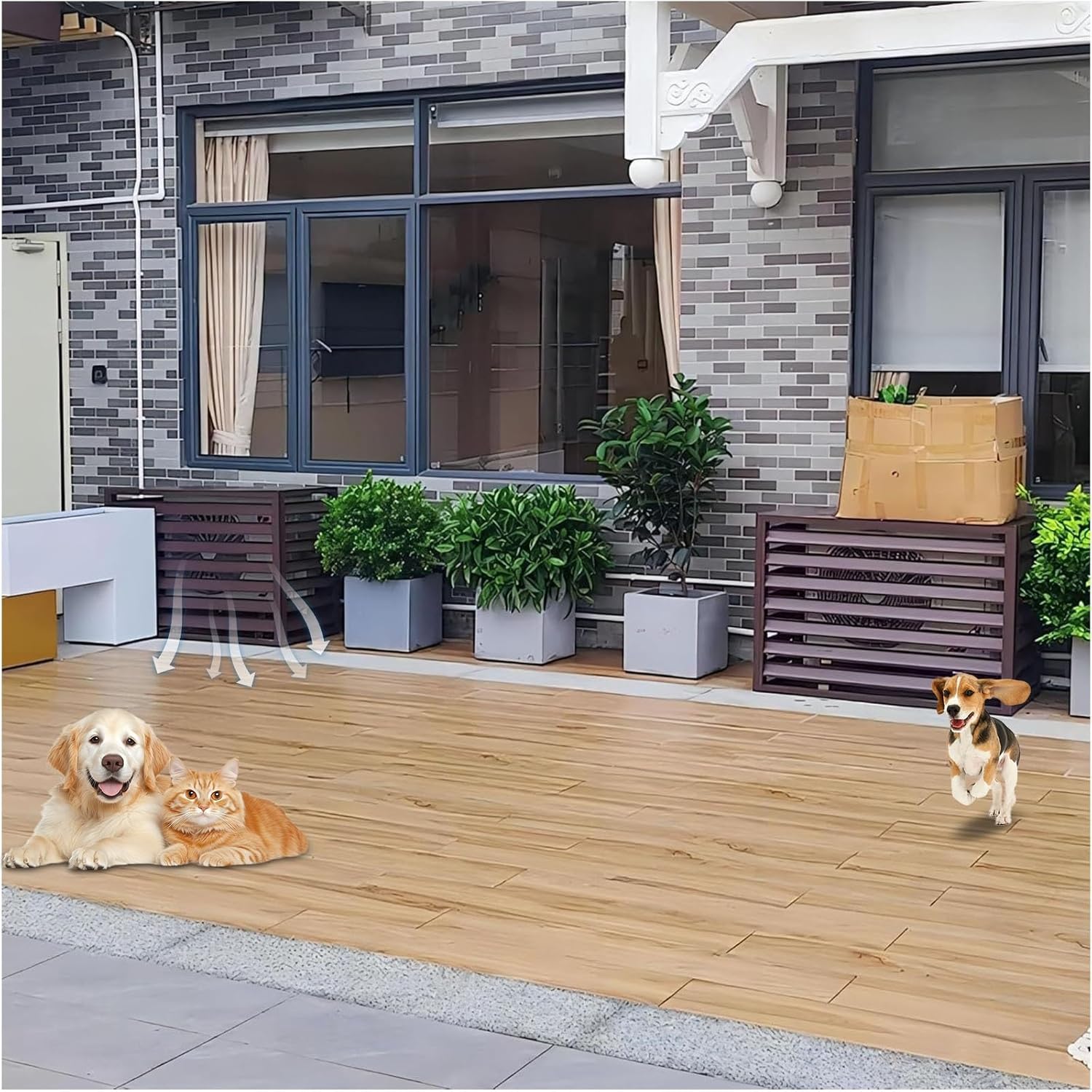 Air Conditioner Covers for Outside Units, Aluminum Air Conditioner Fence with Top Cover, Organize The Garden, for Plant Rack Privacy Screens(Gray,100cm)