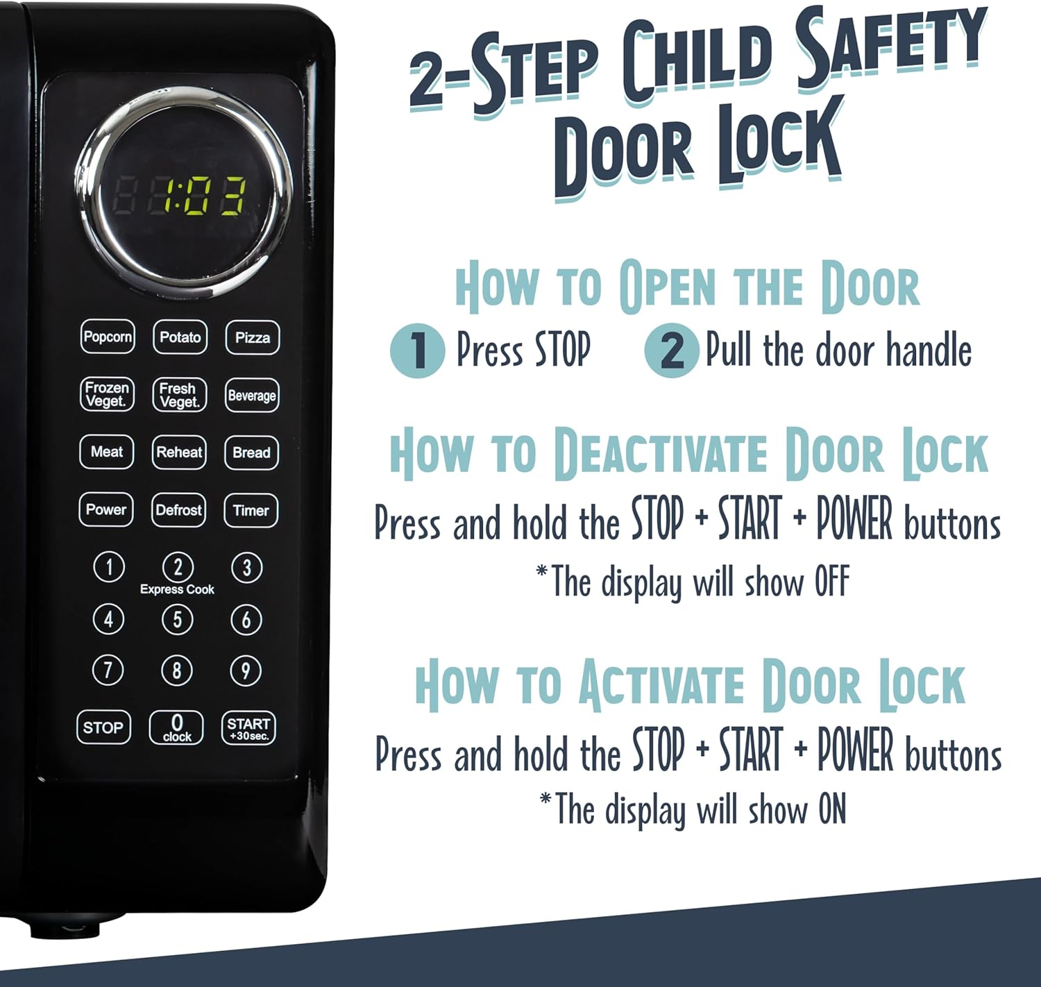 Nostalgia Retro Microwave Oven - 0.7 Cu Ft, 700-Watt Countertop Size with Glass Turntable, Child Safety Lock, 8 Auto-Cook Programs, Digital Clock - Black