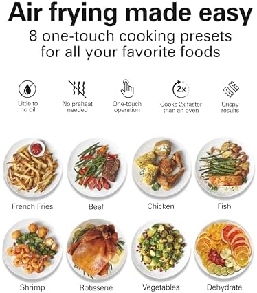 Hamilton Beach 11.6 QT Digital Air Fryer Oven with Rotisserie, 8 Pre-Set Functions including Dehydrator, Roaster & Toaster, 1700W, Black (35073)