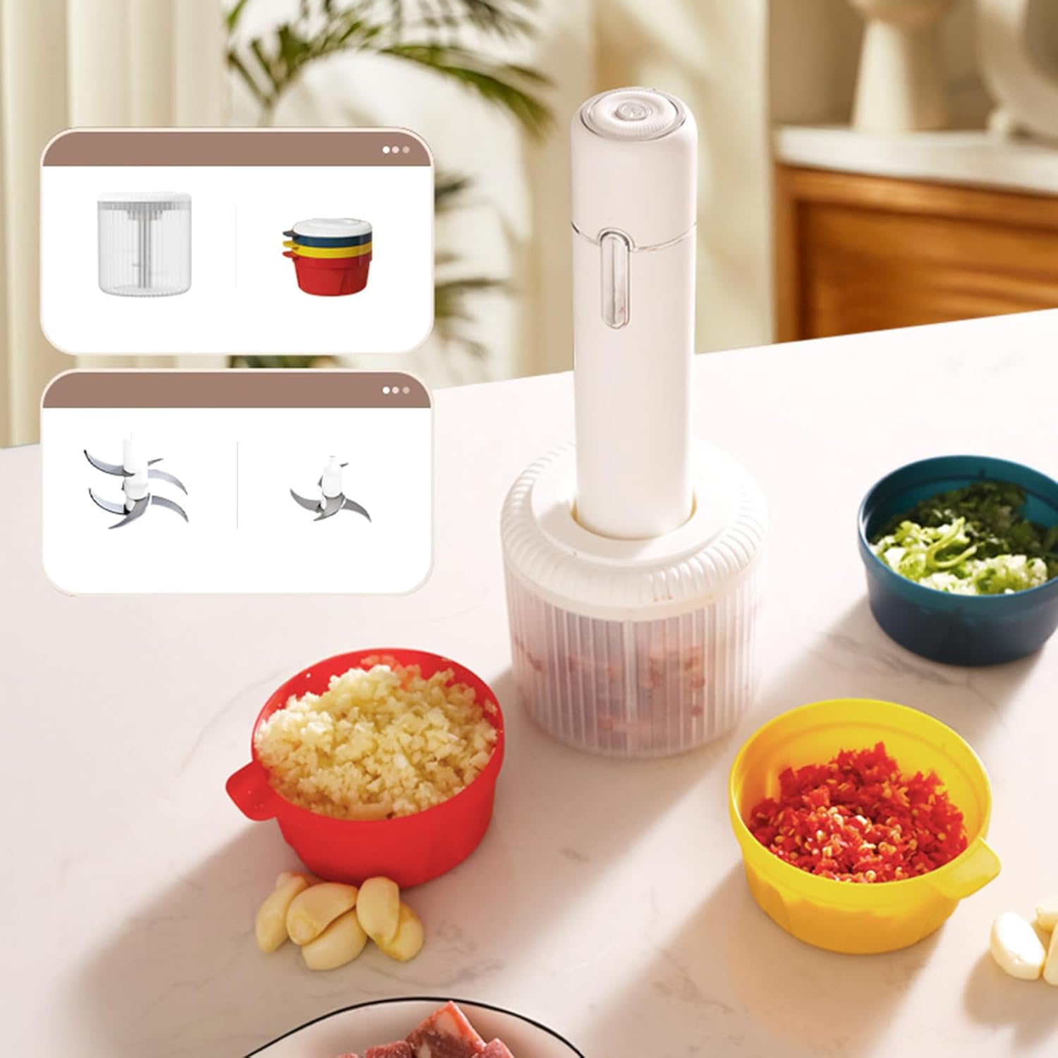 Food Maker Electric Blenders for Puree Meat Vegetables Quiet Operations Kitchen Appliance with Dishwasher Safe Part Multifunctional Kitchen Chopper