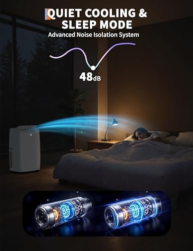 14000 BTU Portable Air Conditioners with Remote Control, 3 in-1 Free Standing Cooling AC Unit with Fan & Dehumidifier, Cools Room up to 750 sq.ft, Smart/Sleep Mode,3 Speed,Auto Swing,24H Timer