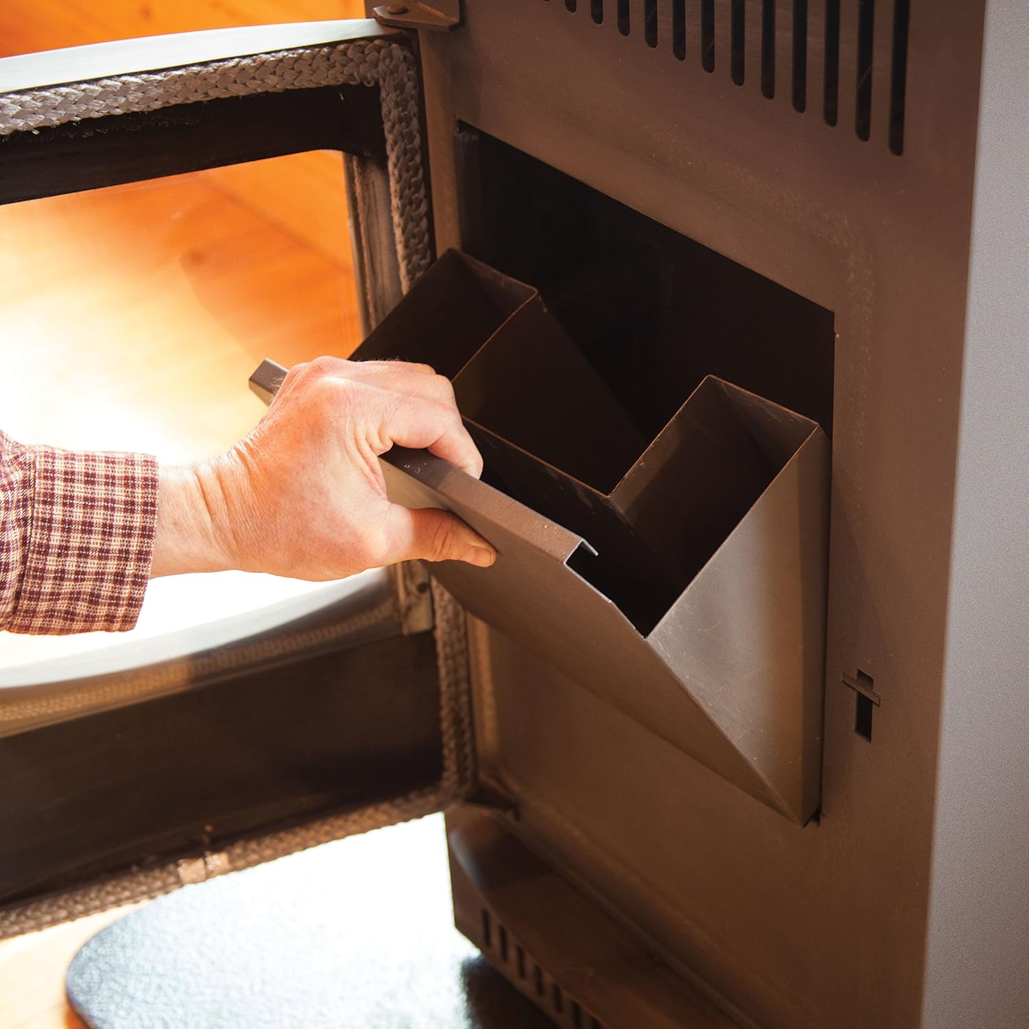 Castle Wood Pellet Stove Serenity 12327 Indoor Heating Temperature Control, Free Standing with Flame Window and Smart Controler, 18- ¼”W x 34”H x 23 ¾”D