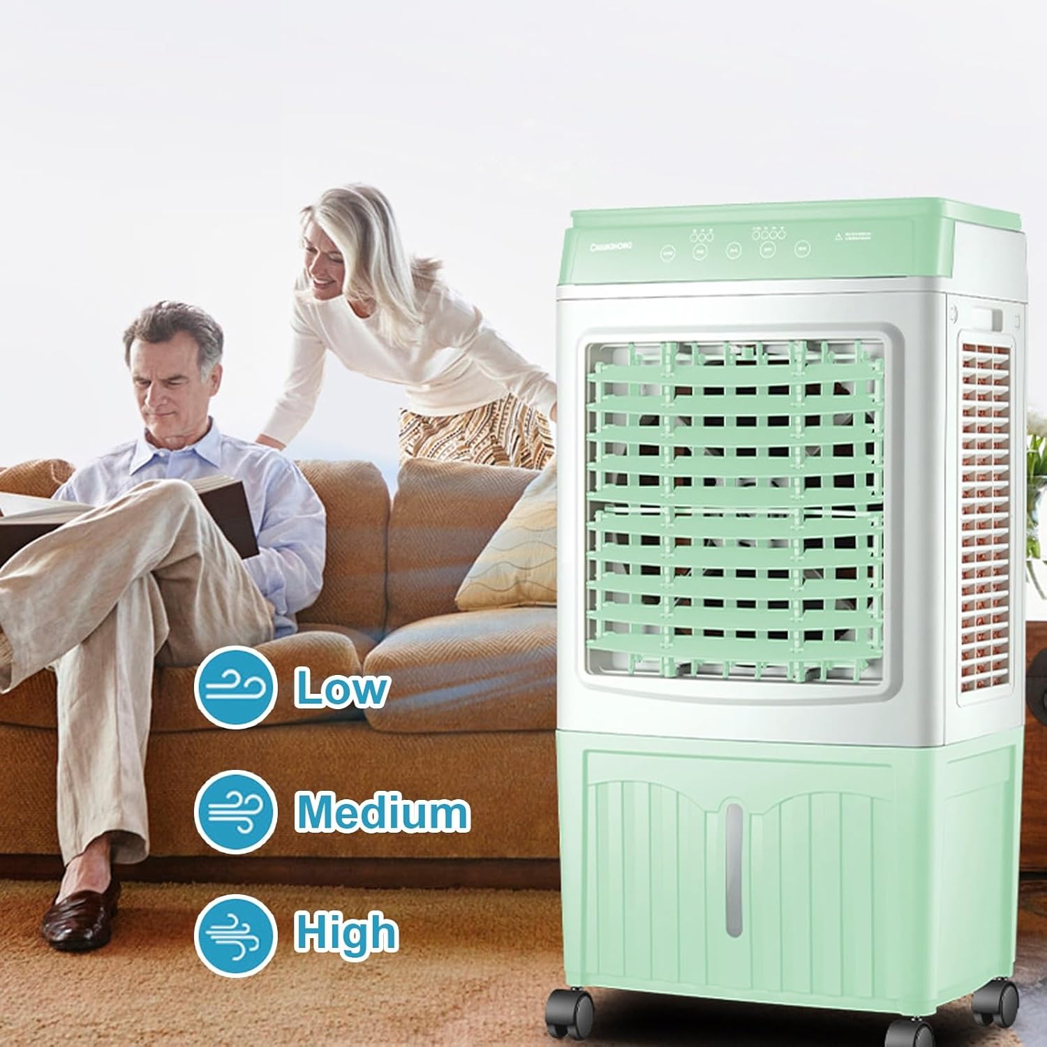 Swamp Cooler Air Conditioner, 3-IN-1 Evaporative Air Cooler with 11.8 Gal Water Tank, 3 Modes, 3 Speeds, Remote, 12H Timer, for Bedroom Home Office