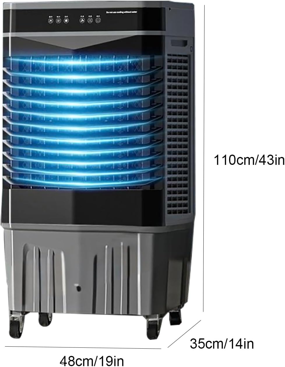 Evaporative Air Cooler with Remote, Evaporative Coolers, 120° Oscillating, 3 Speeds, 4 Ice Packs, Portable Swamp Cooler Air Conditioner(110x35x48 cm/43x14x19 in)