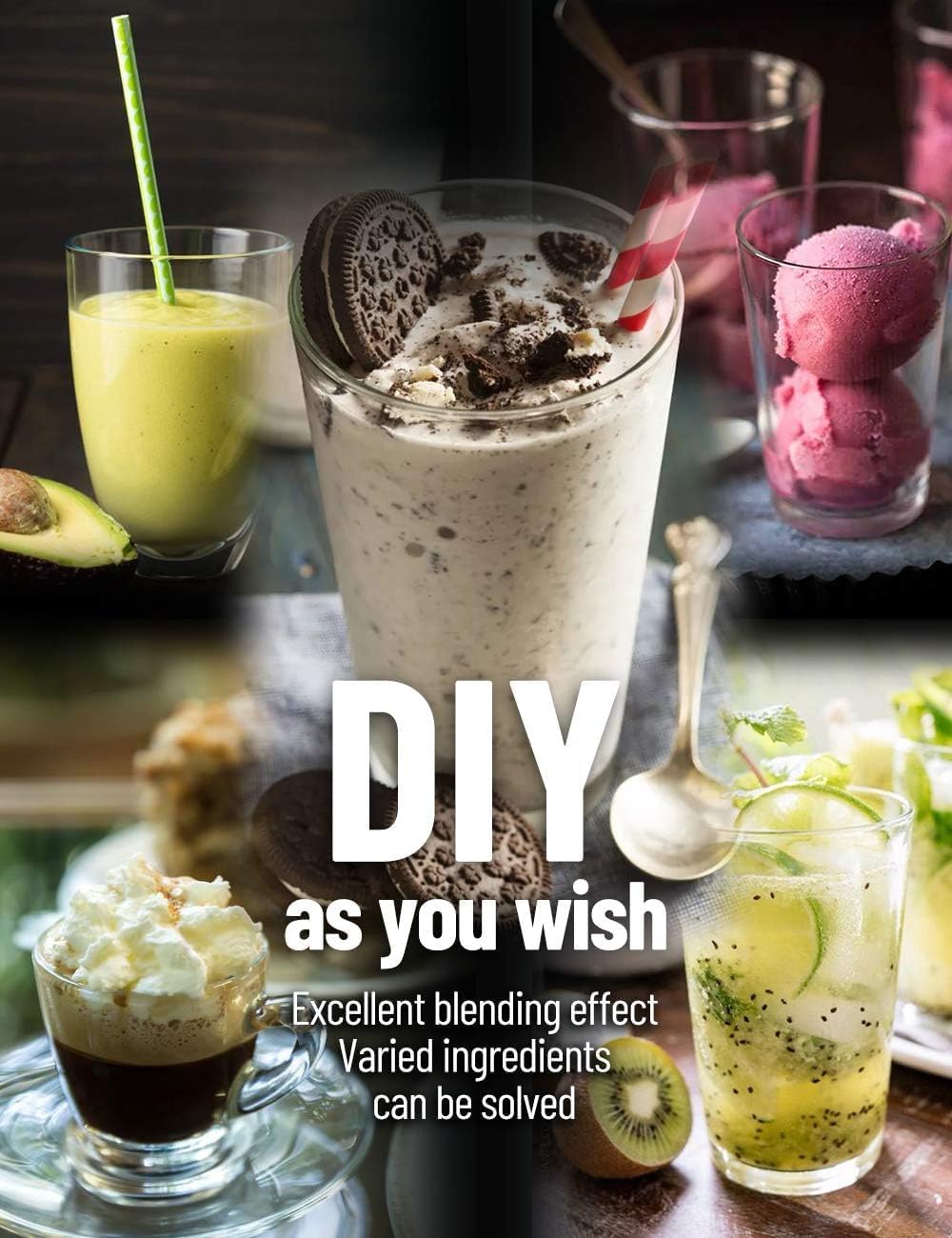 JURGEN BM-2000 Heavy Duty Commercial Blender with 68 Oz BPA-Free Jar, Variable Speed Control, Stainless Steel Blades for Smoothies, Juices, Soups, Ice Crushing, Black