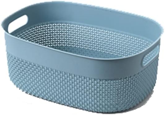 INLIMA Appliance Shelf for Kitchen Rattan Storage Baskets, Rectangular Plastic Fruit Baskets, Storage Boxes for Sundries, Kitchen Vegetable Storage Baskets. (Color : Blue, Size : Small)