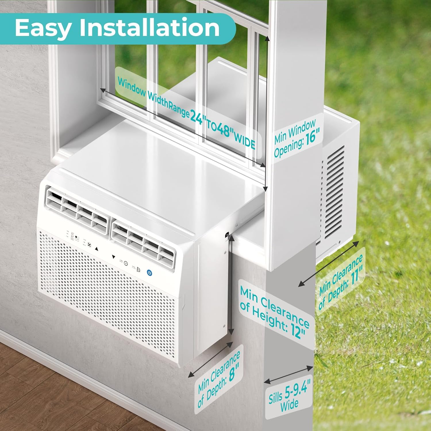 Antarctic Star U-Shaped Air Conditioner Window Unit 10000BTU, Cools up to 450 Sq. Ft, Quiet Window Air Conditioner, Saddle Window AC Units with Full Window View, Energy Saving, 6 Modes, CEER 11