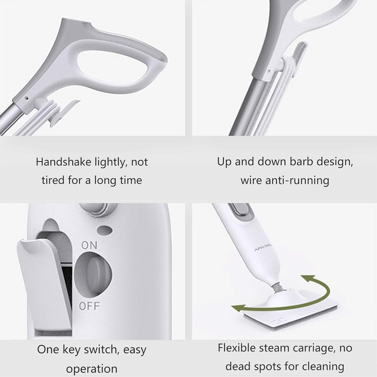 Cordless Electric Mop Multifunctional Steam Mop Electric Mop Scrubbing Mop High Temperature Cleaner Including 2 Replaceable Microfiber Pads White