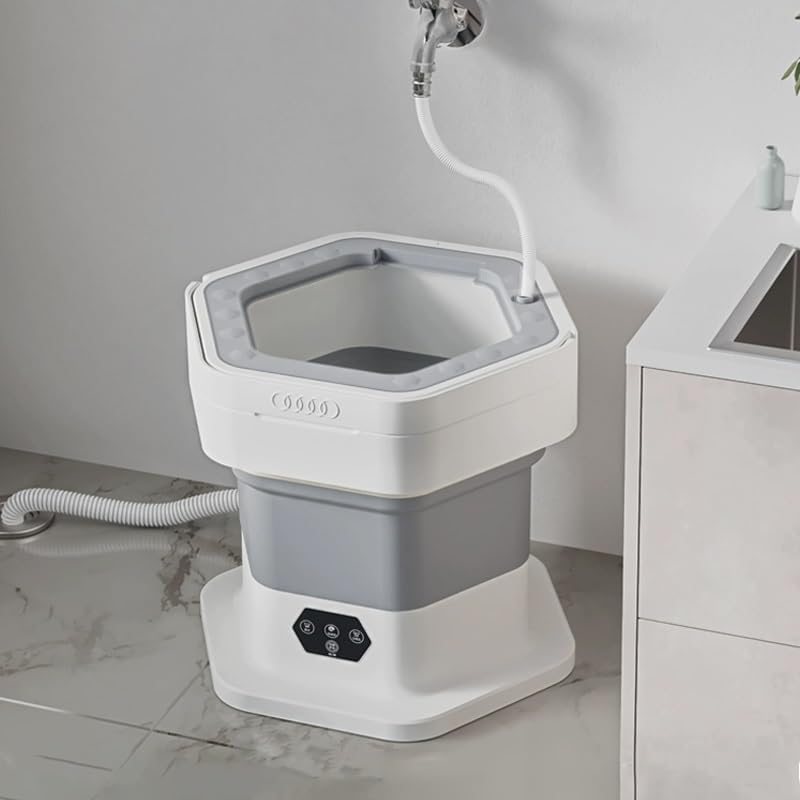 Portable Washing Machine, Mini Foldable Washing Machine, 2 in 1 Small Collapsible Washer, for Baby Clothes, Underwear, Camping, RV, Travel(Purple)