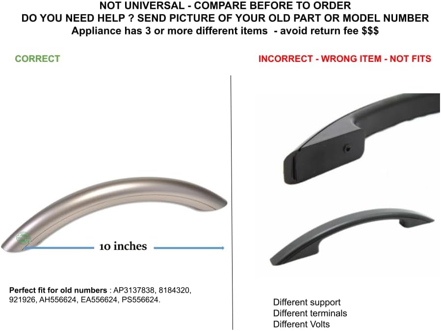 GLOB PRO SOLUTIONS PD00004281 AP3137838 EAP556624 PS556624 Microwave Door Handle 10