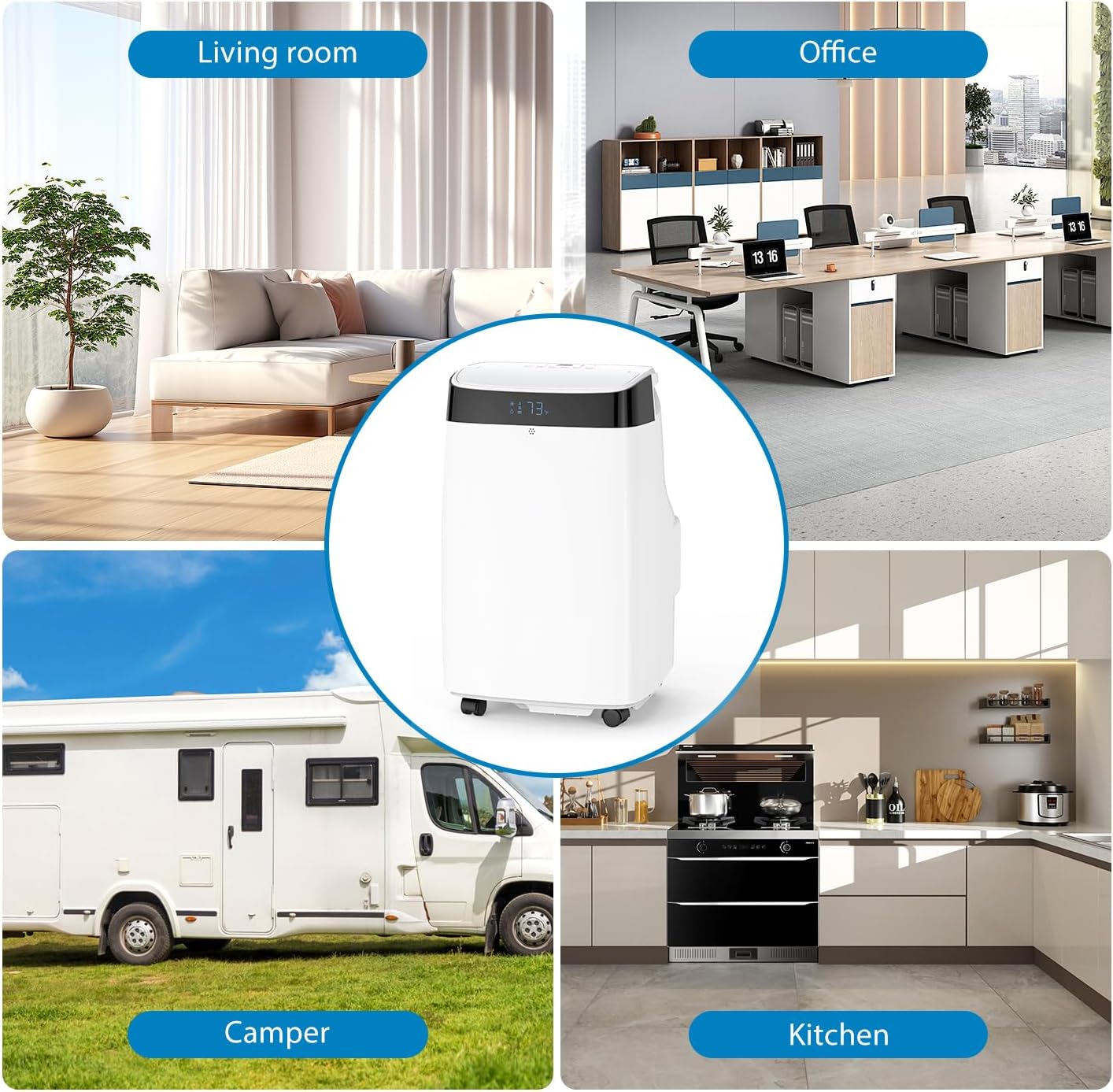 Portable Air Conditioner, 10,000BTU Air Conditioner Cools for Room up to 450 Sq. Ft, 3-in-1 Portable AC Unit Dehumidifier & Fan with Remote Control, Sleep Mode, 24H Timer for Bedroom Home Office