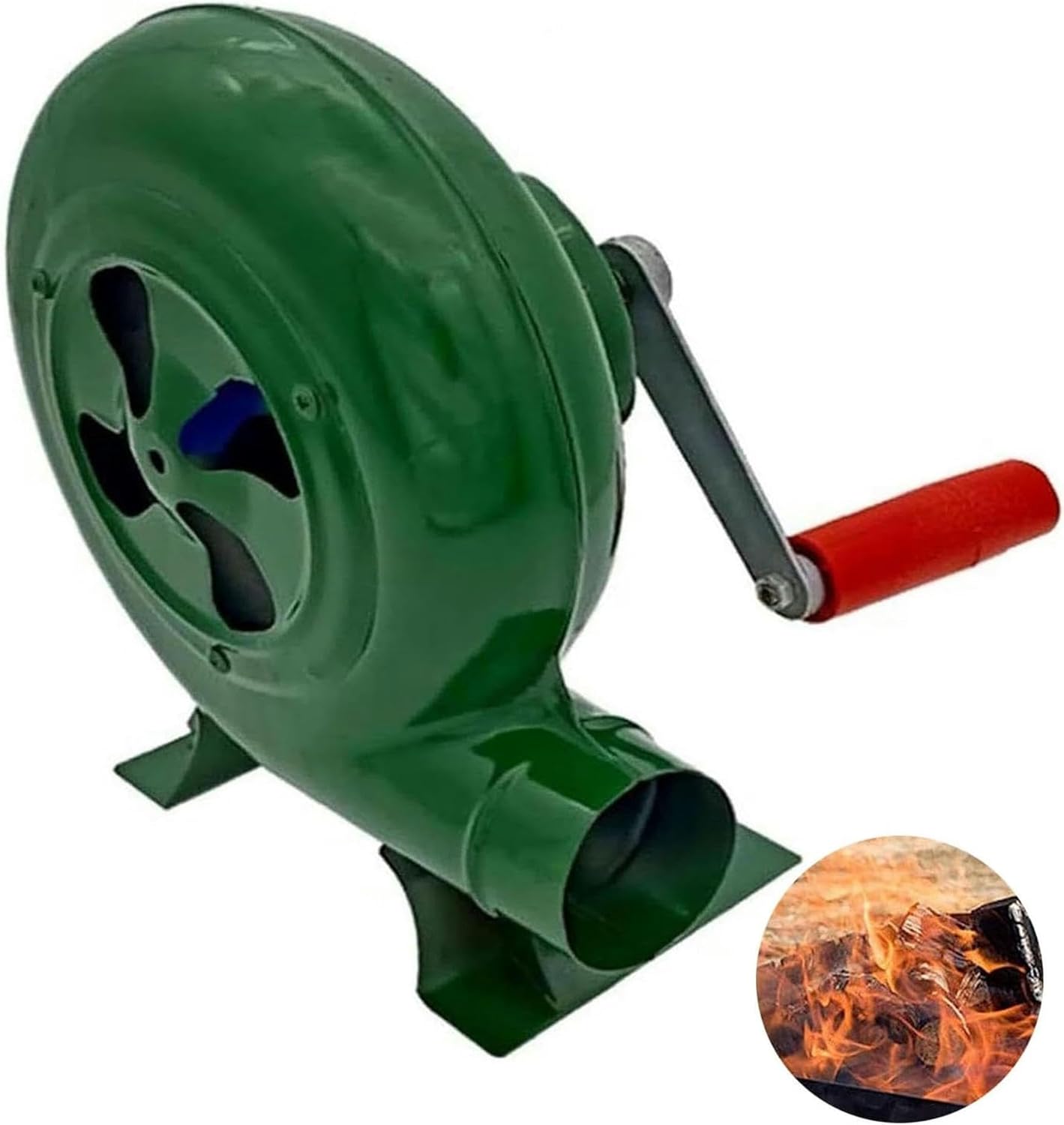Manual Iron Gear BBQ Blower - Hand Crank Blacksmith Forge Blower, Iron Gear Popcorn Fan Manual Fan, Grill Fire Starter Flame Exciter, Metal Fan Blade, for Camping Outdoor Barbecue Accessories(200W)