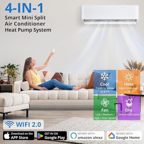 Garvee 28K 3 Zone Mini Split Air Conditioner and Heater, 20 SEER2 208-230V 9000 + 9000 + 12000 BTU Wifi Mini Split AC/Heating System Multi Zone, Ductless, Wall Unit, with Installation Kits