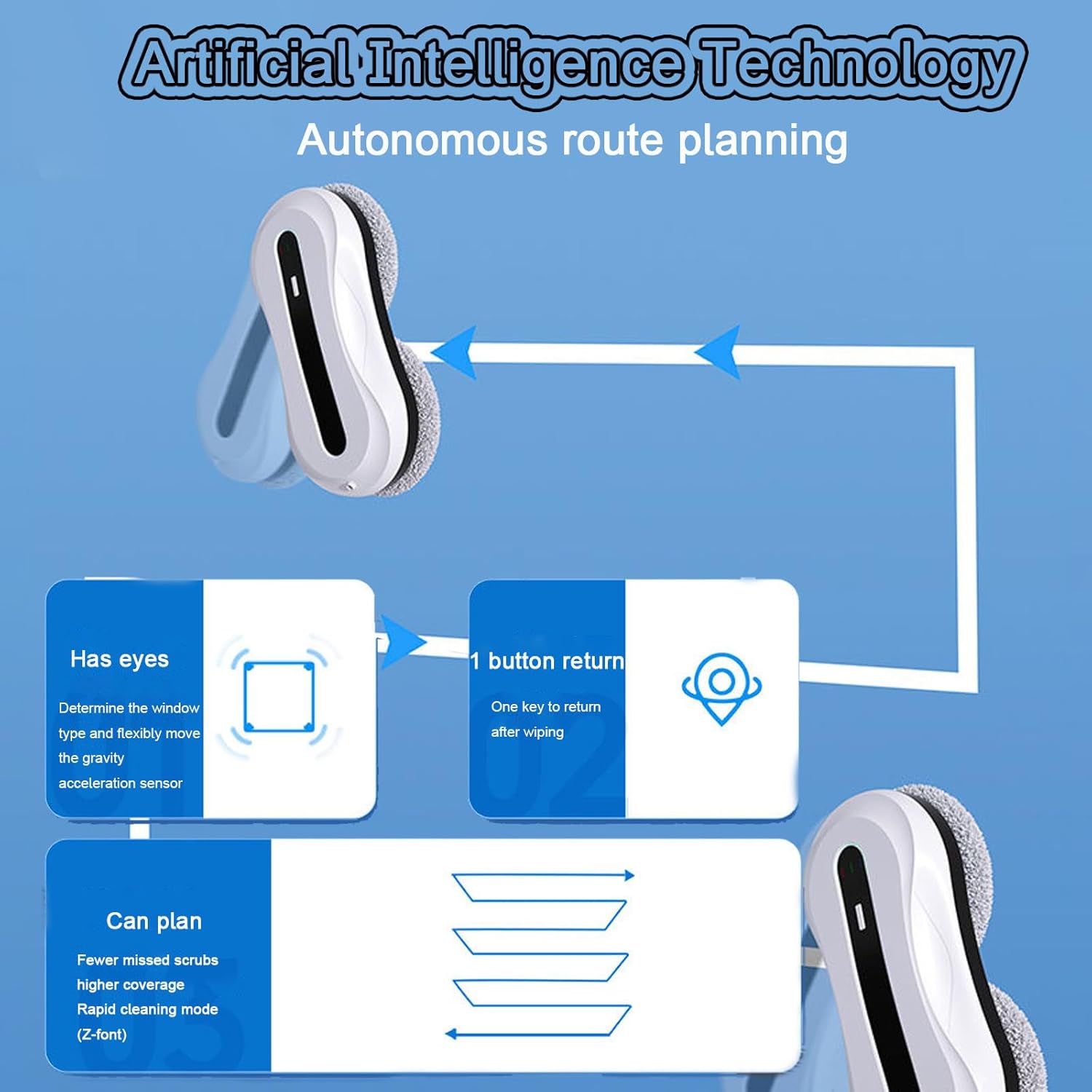 Window Cleaner Robot, Automatic Water Spray Robot Window Cleaning Tool, Double Suction Cup Suction, 5600Pa Powerful Suction, Suitable for Indoor and Outdoor Window Glass,Yellow