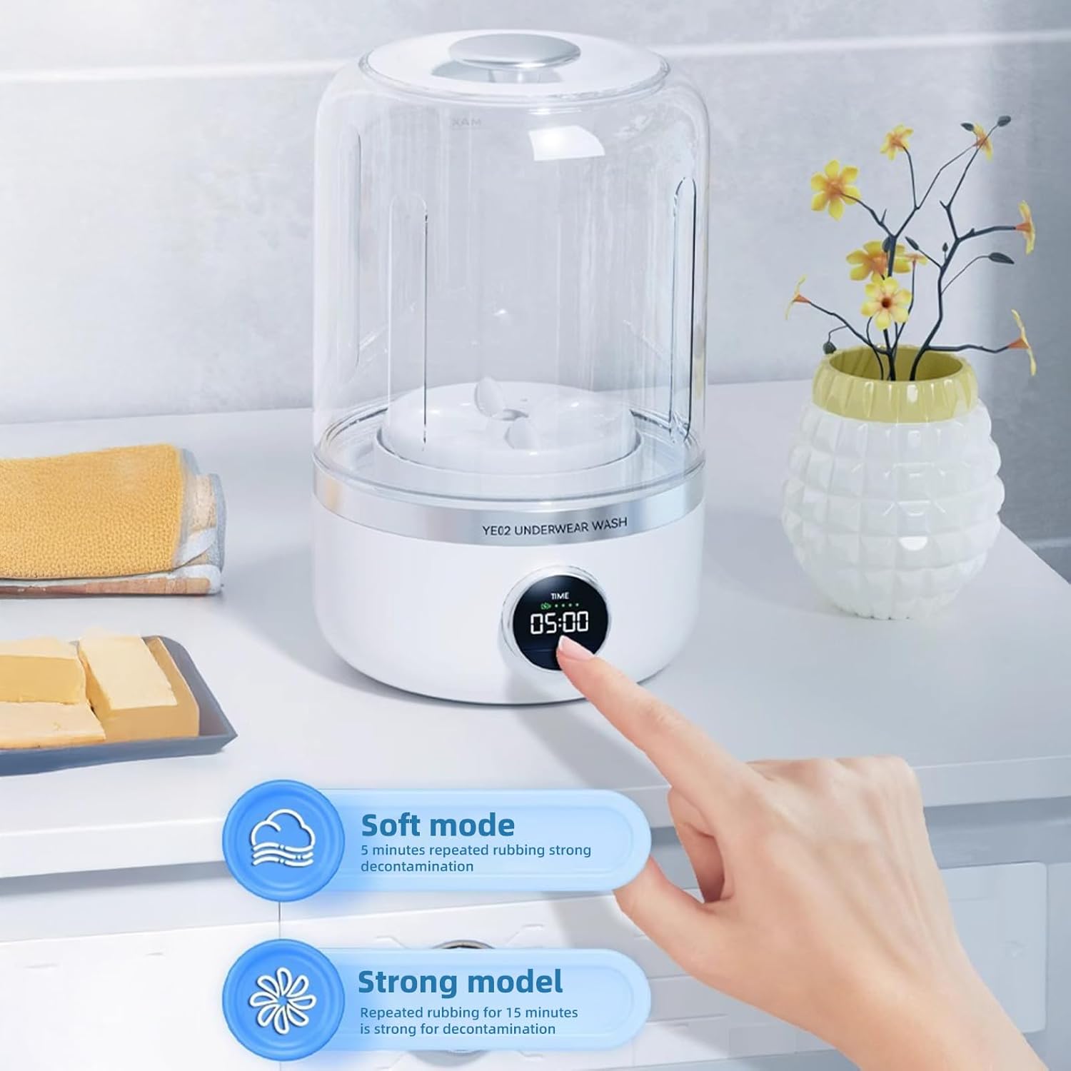 Underwear Washer, Portable Rechargeable Mini Ultrasonic Washing Machine for Underwear, Cordless Small Laundry Machine for Underwears Socks, Mini Design for Apartment Camping Travel