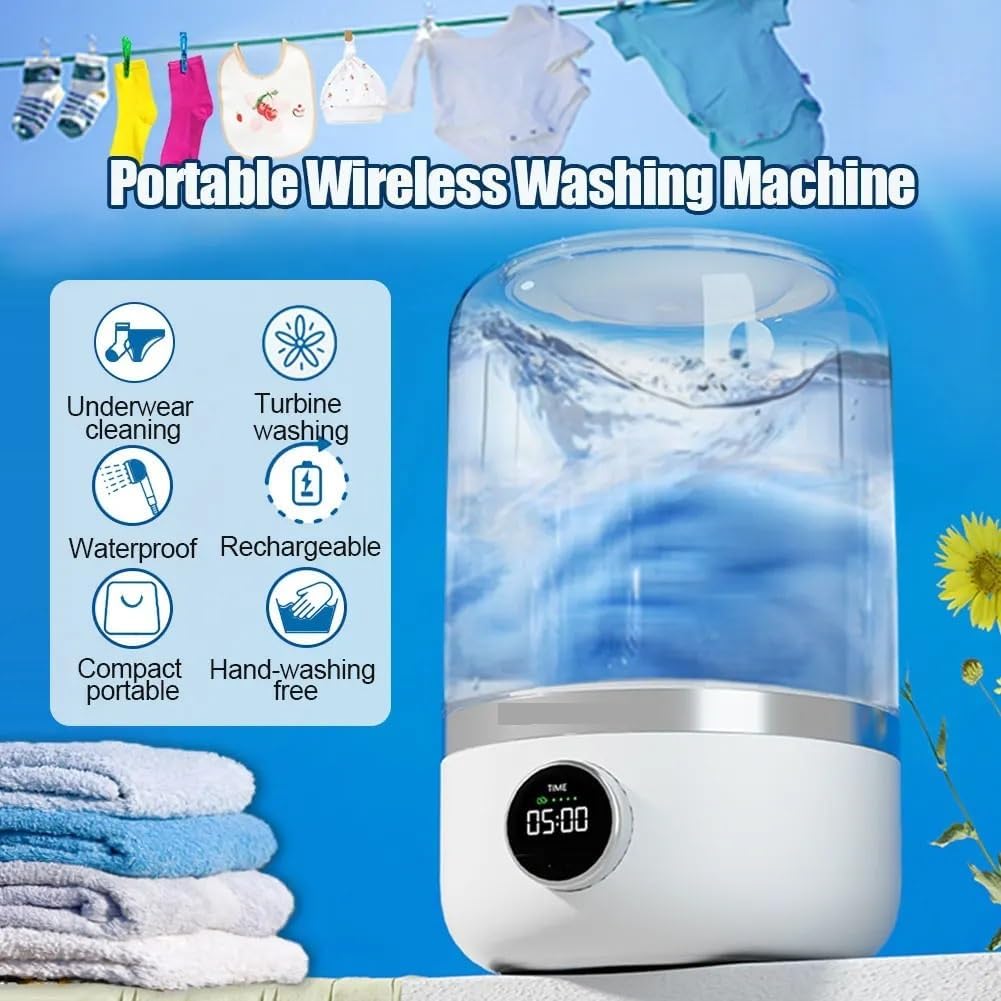 Portable Washing Machine, Portable Cordless Washing Machine Rechargeable, Mini Washer for/Underwear/Socks/Clothes Home Travel Laundry Bucket,for Apartments, Homes, and Dorms