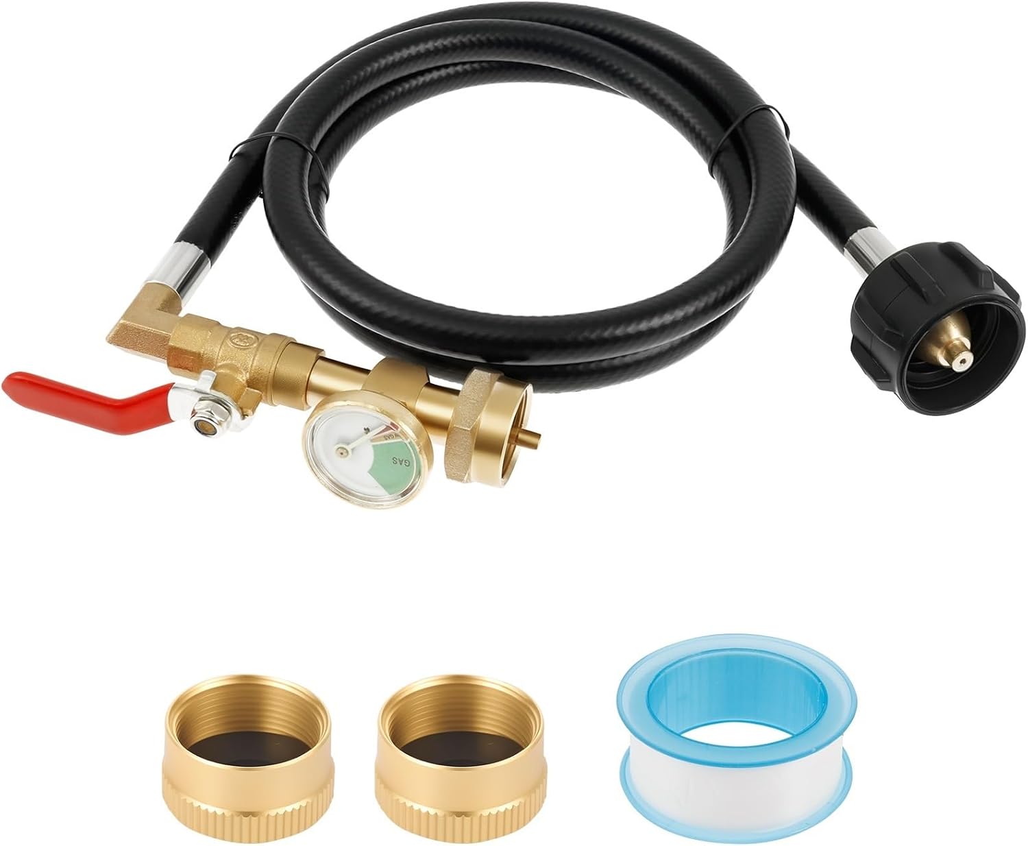 Propane Hose Adapter Propane Refill Adapter Hose with Gauge 4FT Flexible Propane Tank Extension Hose for Gas Grill Connection