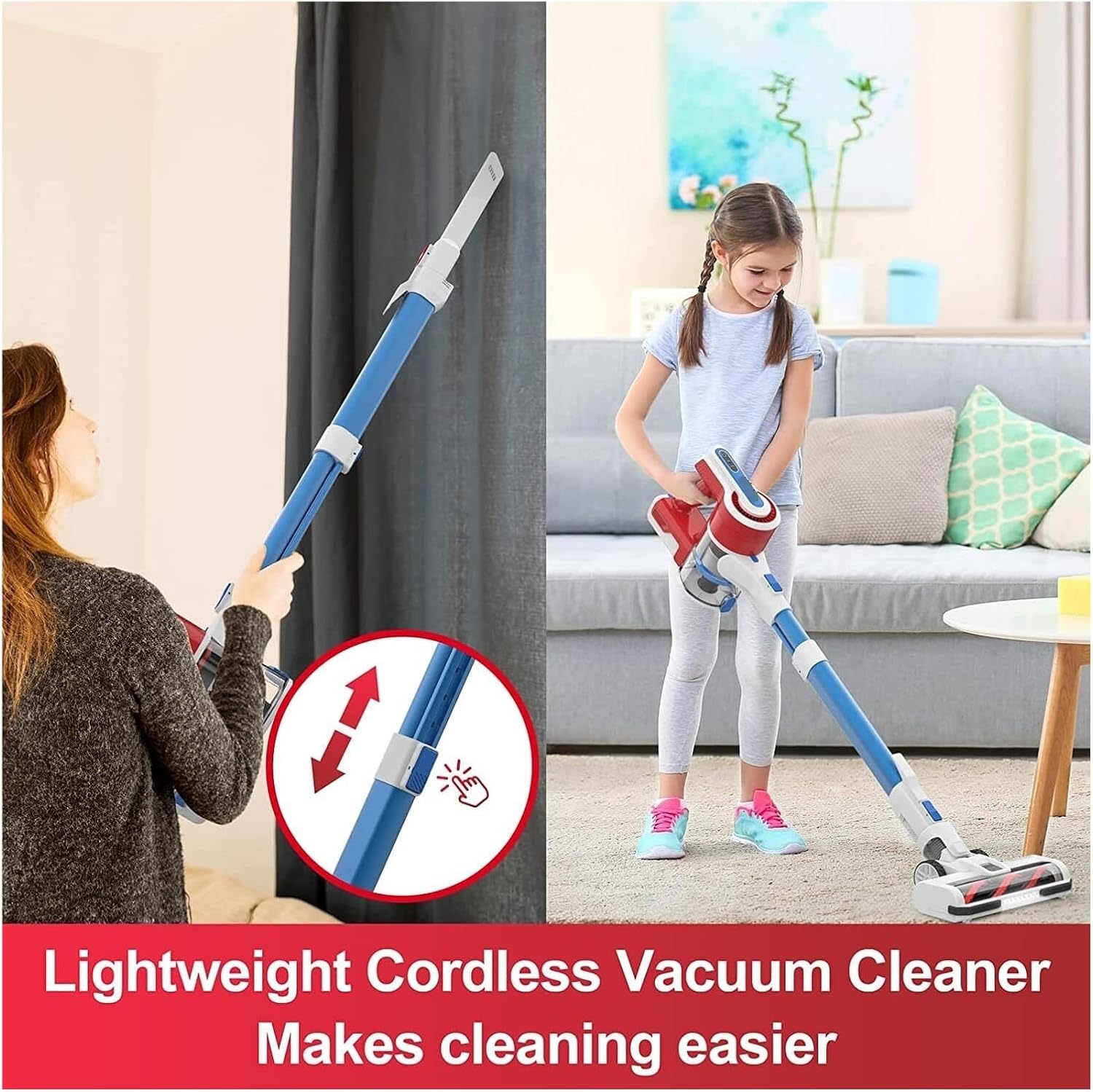 Compatible with Poweart V80 Stick Cordless Vacuum Cleaner,30KPa Suction Up to 45min Runtime 8-in-1 for Hardwood Floor/Home Cleaning Appliances