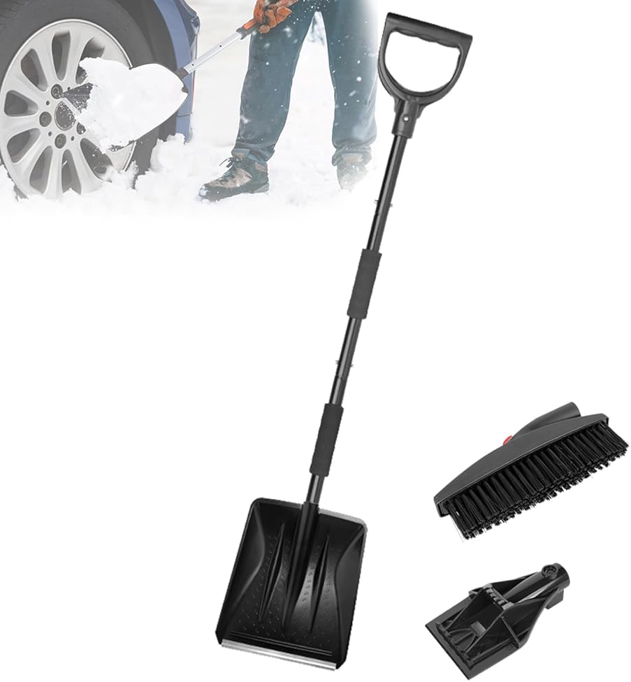 Snow Shovel, Portable Snow Shovel, Foldable Car Snow Shovel, Five-Piece Set, Stainless Steel, Lightweight and Removable, Car Snow Shovel, Snow Shovel for Driveway, Home, Garage