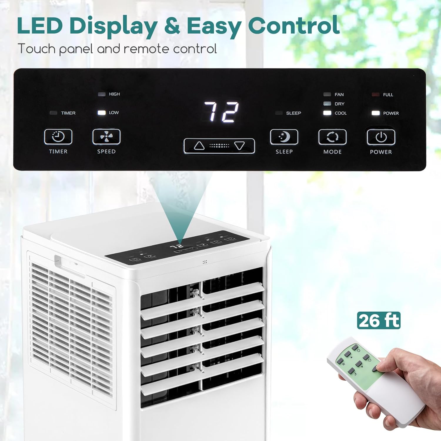 DORTALA Portable Air Conditioners, 8000 BTU Portable AC Unit with Cool, Fan & Dehumidifier, Quiet Air Conditioner with Remote, 24H Timer, Sleep Mode & Installation Kit for Rooms up to 250 Sq. Ft