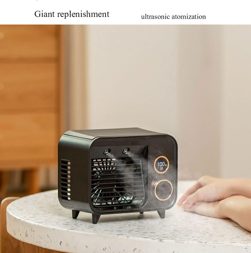 Portable Air Conditioner-2000mAh Rechargeable Personal Air Cooler with 5 Speeds, Quiet Mini Air Conditioner Fan, Desk Cooling Fan for Home, Bedroom, Travel, and Office (Color : Green)