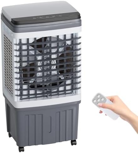 110V Evaporative Air Cooler with 6.6 Gal Water Tank, 3 IN 1 Portable Air Conditioners with Remote, Portable Air Cooler with Water Level Alarm, 3 Speeds, 7.5H Timer, Ideal for Indoor, Outdoor