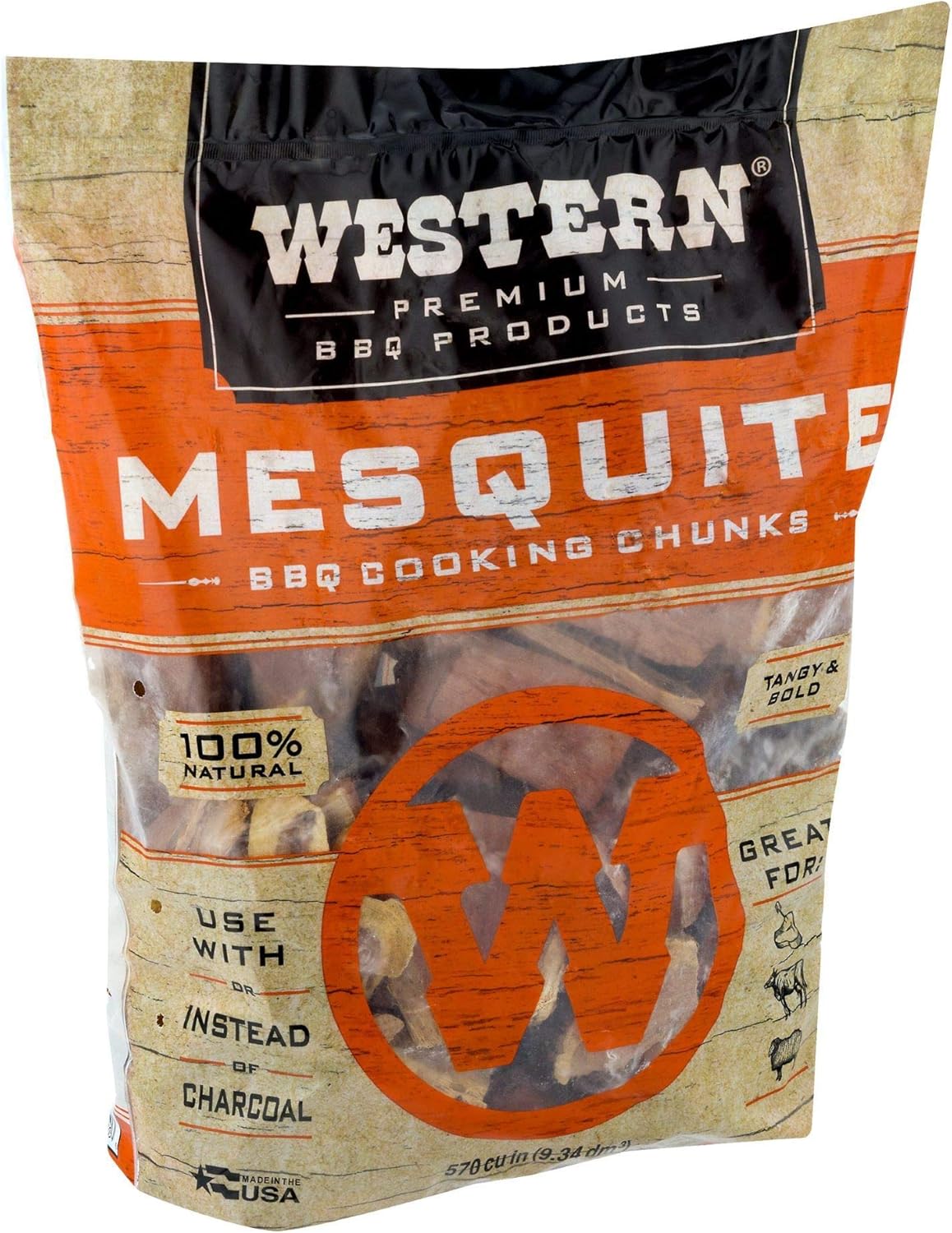 Western Premium BBQ Bagged and Heat Treated Wood Cooking Chunks, for Charcoal or Gas Grills and Smokers, Mesquite Flavor, 1.3 Cubic Feet4