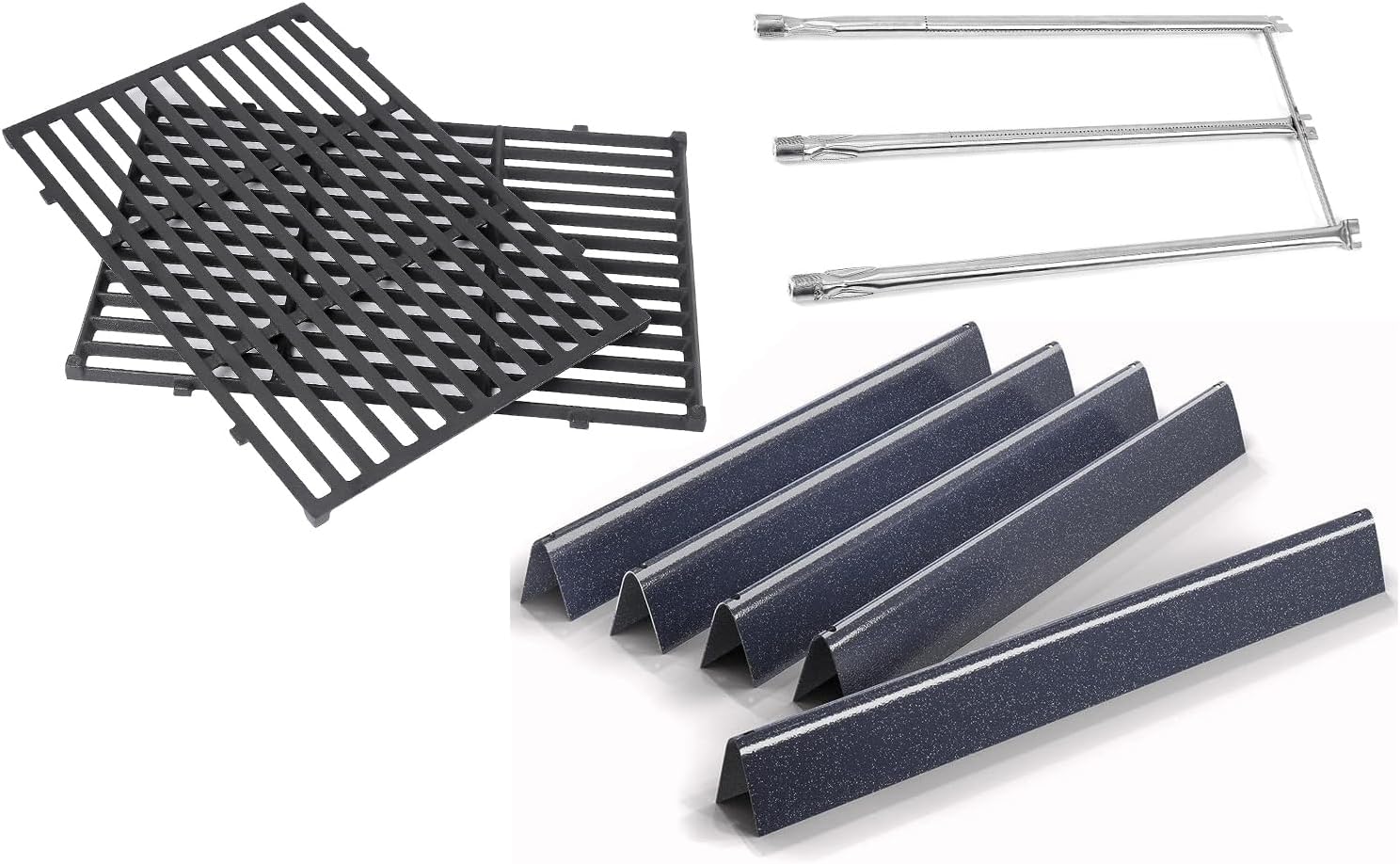QuliMetal 7508 Grill Burner Tube Set, Grill Grates and Flavor Bars for Weber Genesis Silver B/C Gold B/C, Spirit 700, Spirit E-310, E-320 (2007-2012) Side Control Grills