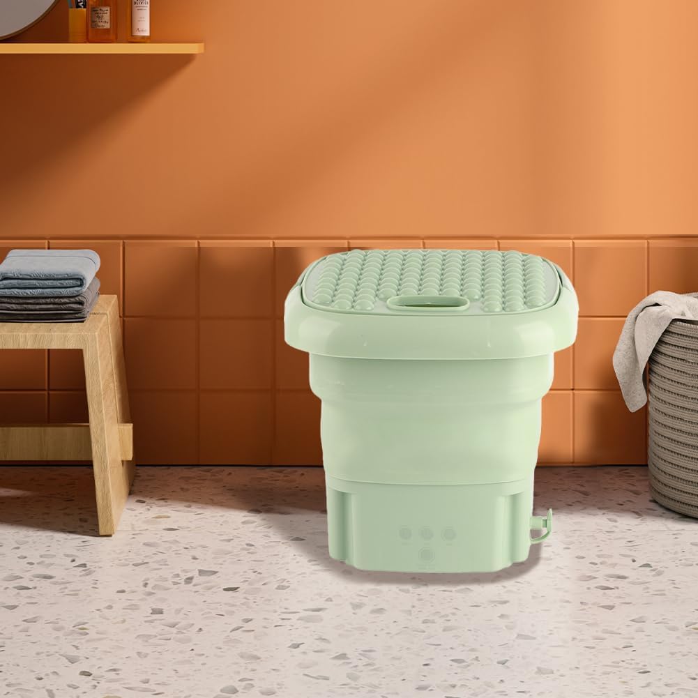 Portable Washing Machine, 11L Upgraded Capacity Foldable Washer with 3 Modes Mini Compact Washing Machines Deep Cleaning Underwear for RV Apartments Camping Dorm Hotels US Plug 110V-240V(Green)