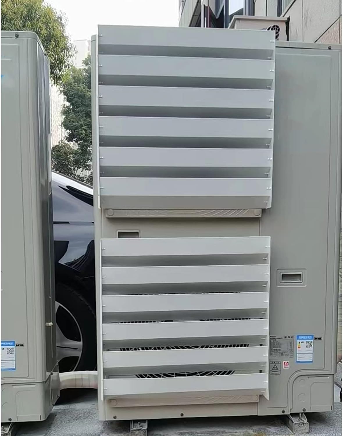 Outdoor AC Unit Cover - Air Conditioner Deflector and Wind Guide Baffle, Galvanized Steel Protection for Compressor and Condenser Grilles, Anti-Direct Blowing Screen
