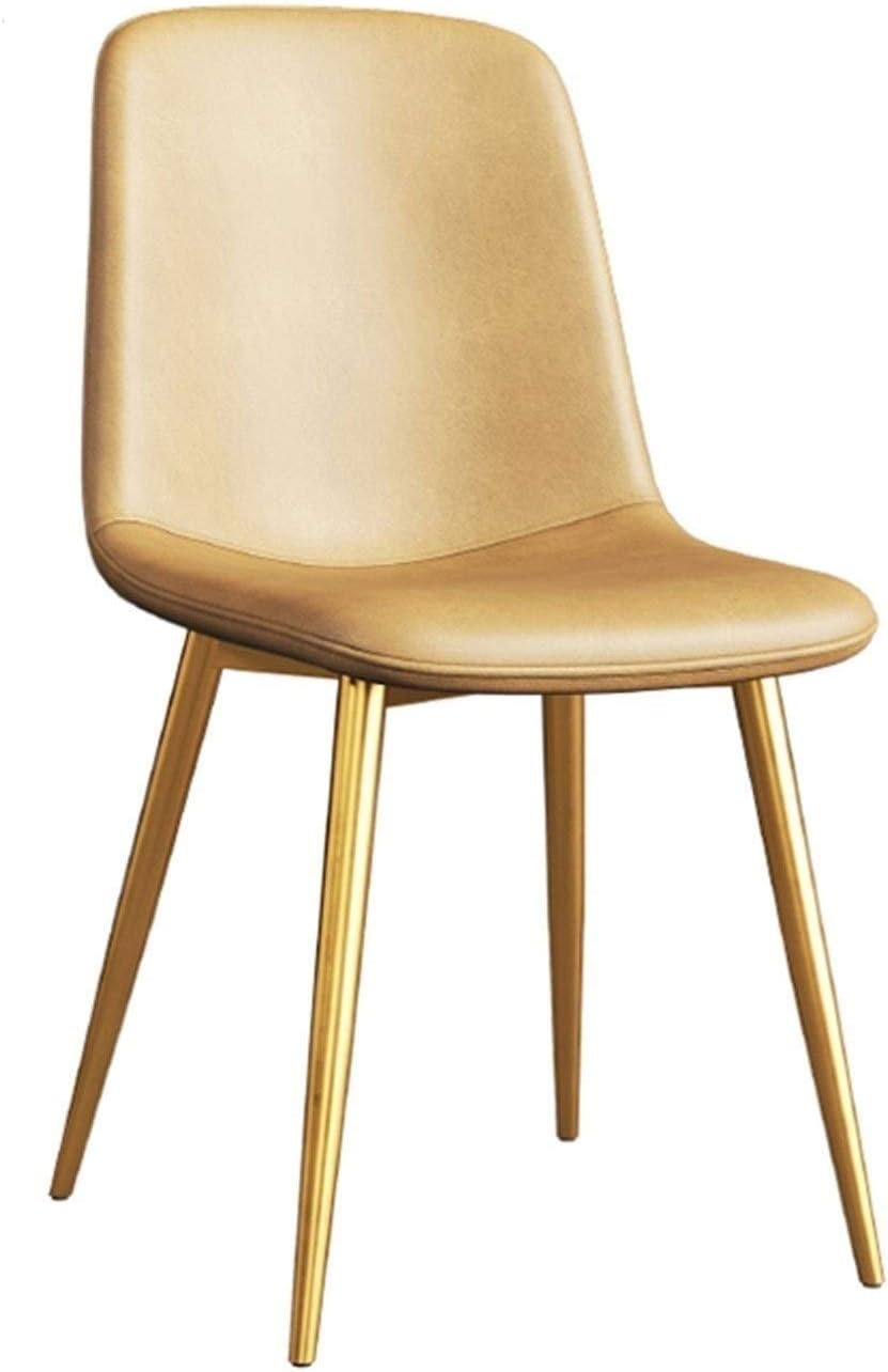 Modern Kitchen Dining Room Chairs Faux Matte Suede Leather Dining Chairs with Backrest Soft Cushion and Sturdy Metal Legs for Office Lounge Kitchen Bedroom (Color : Camel, Size : Gold feet)